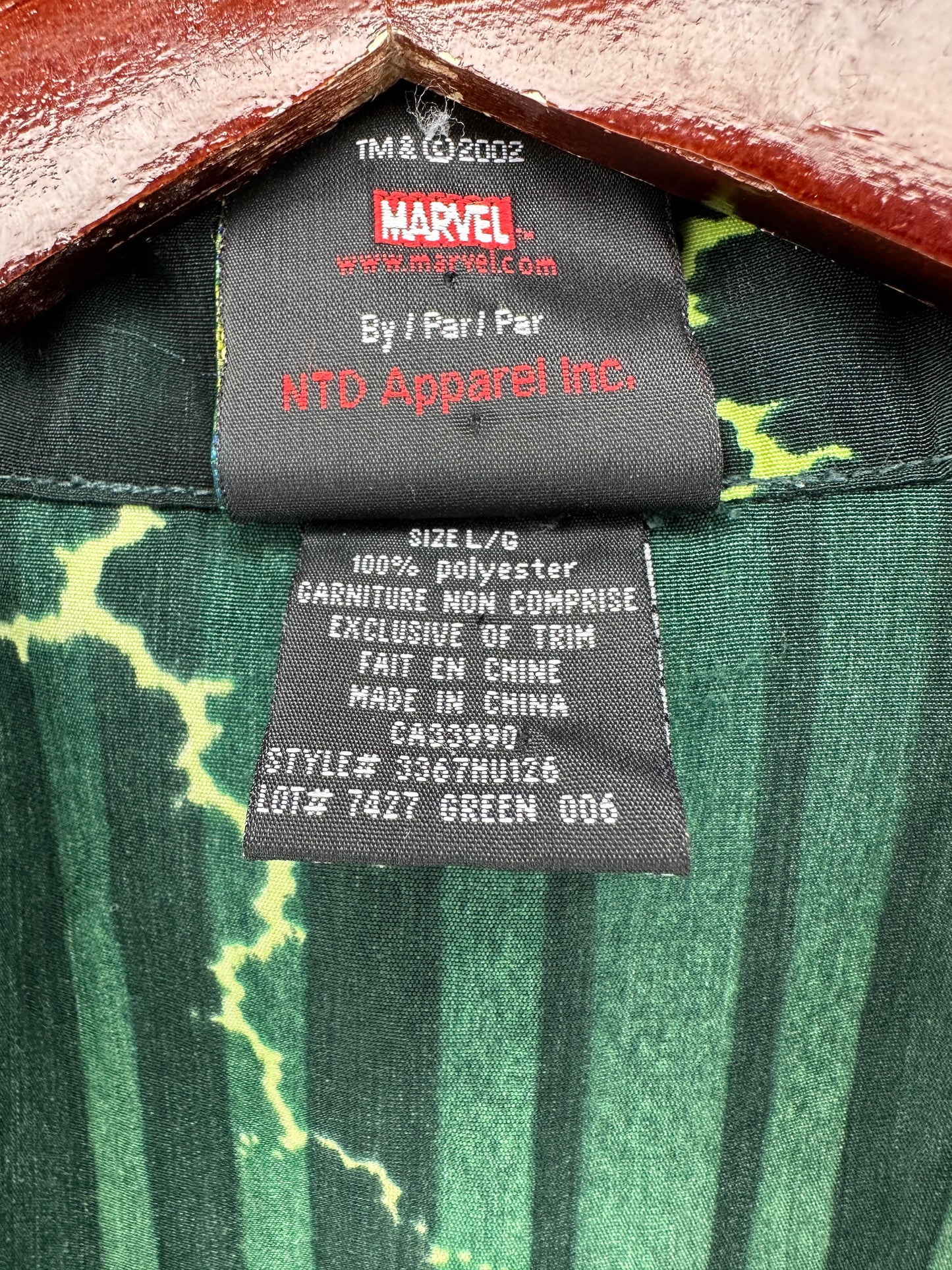 VTG x The Incredible Hulk x Marvel x The HULK AOP Pattern Short Sleeve Button Up - L