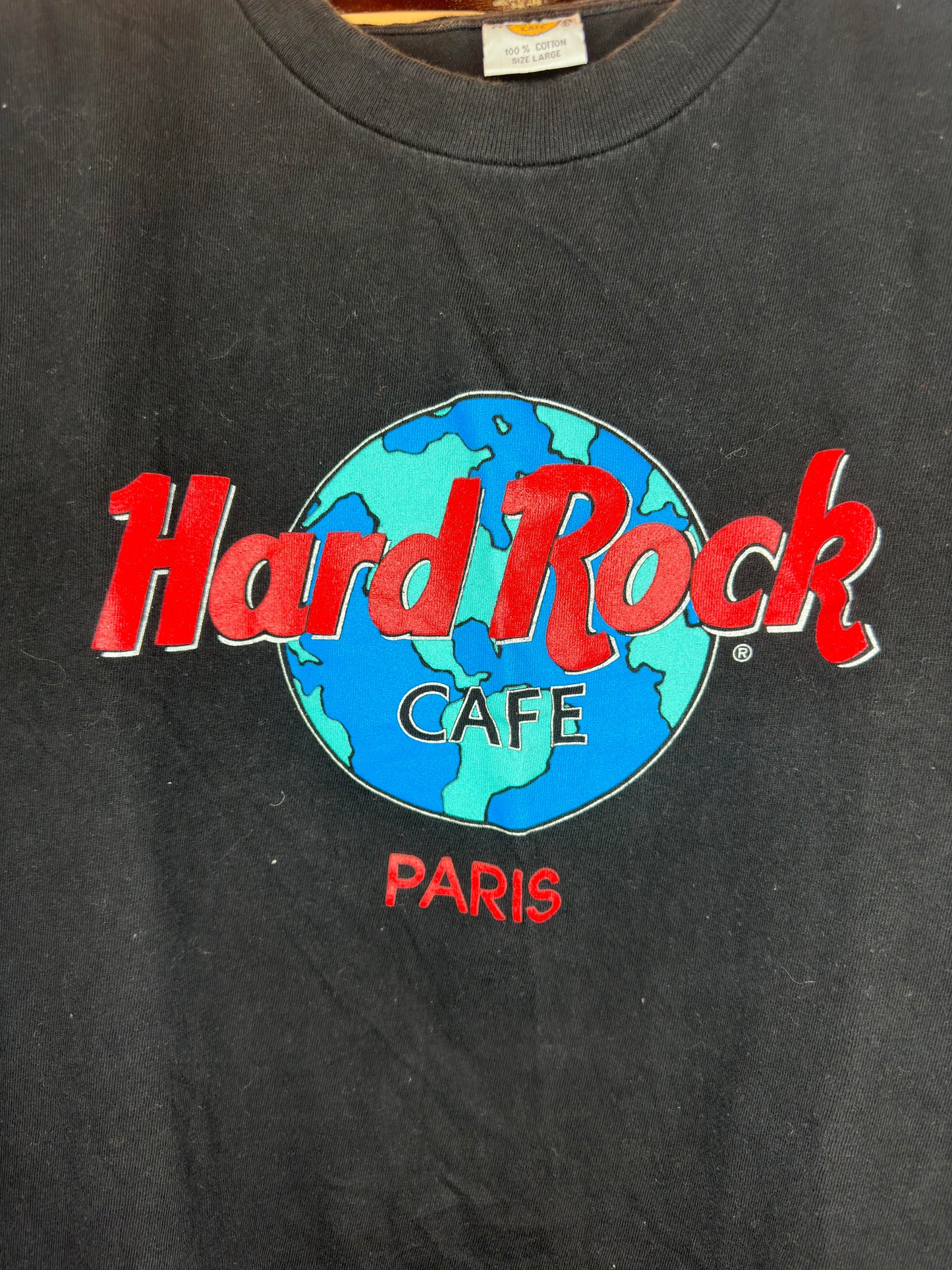 VTG x Hard Rock Cafe x PARIS x Black Essential Graphic Tee - L