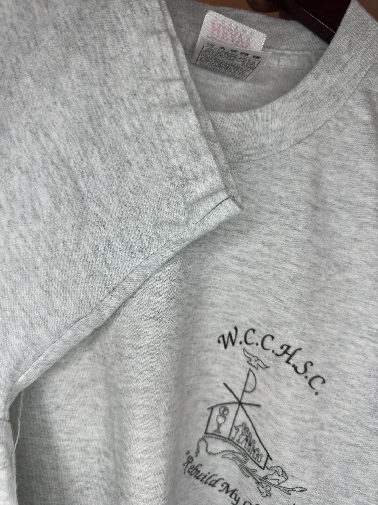 VTG x St. Francis of Assisi x Jesus & Mary x Grey Essential Religious Graphic Tee - L