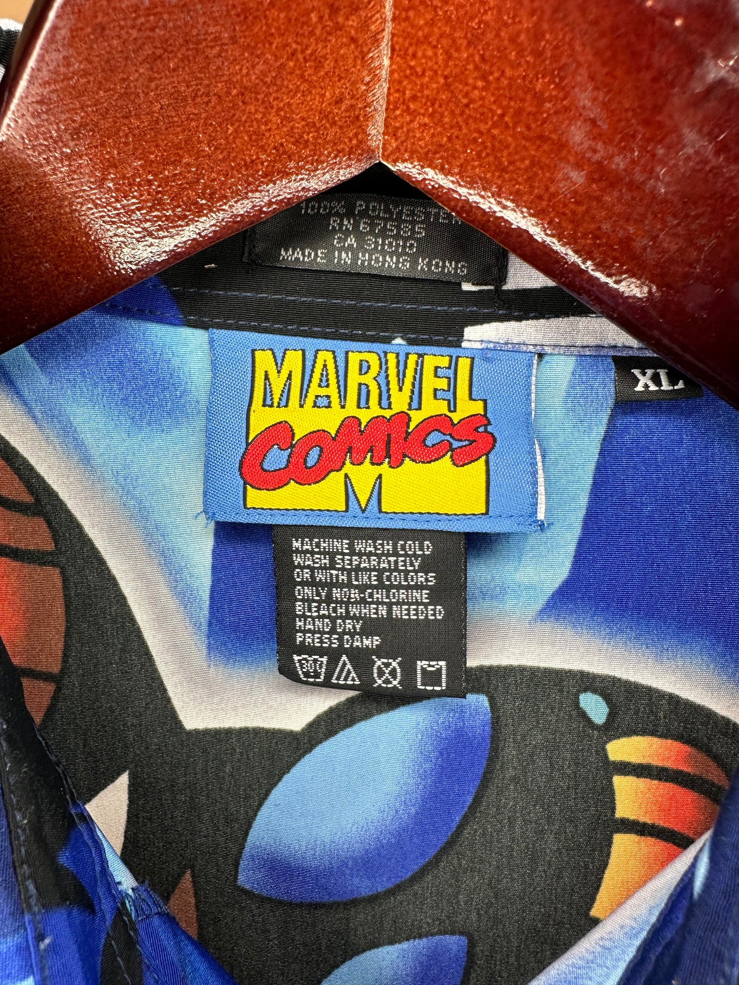 VTG x The Amazing Spiderman x Marvel Comics x Spiderman AOP Pattern Short Sleeve Button Up - XL