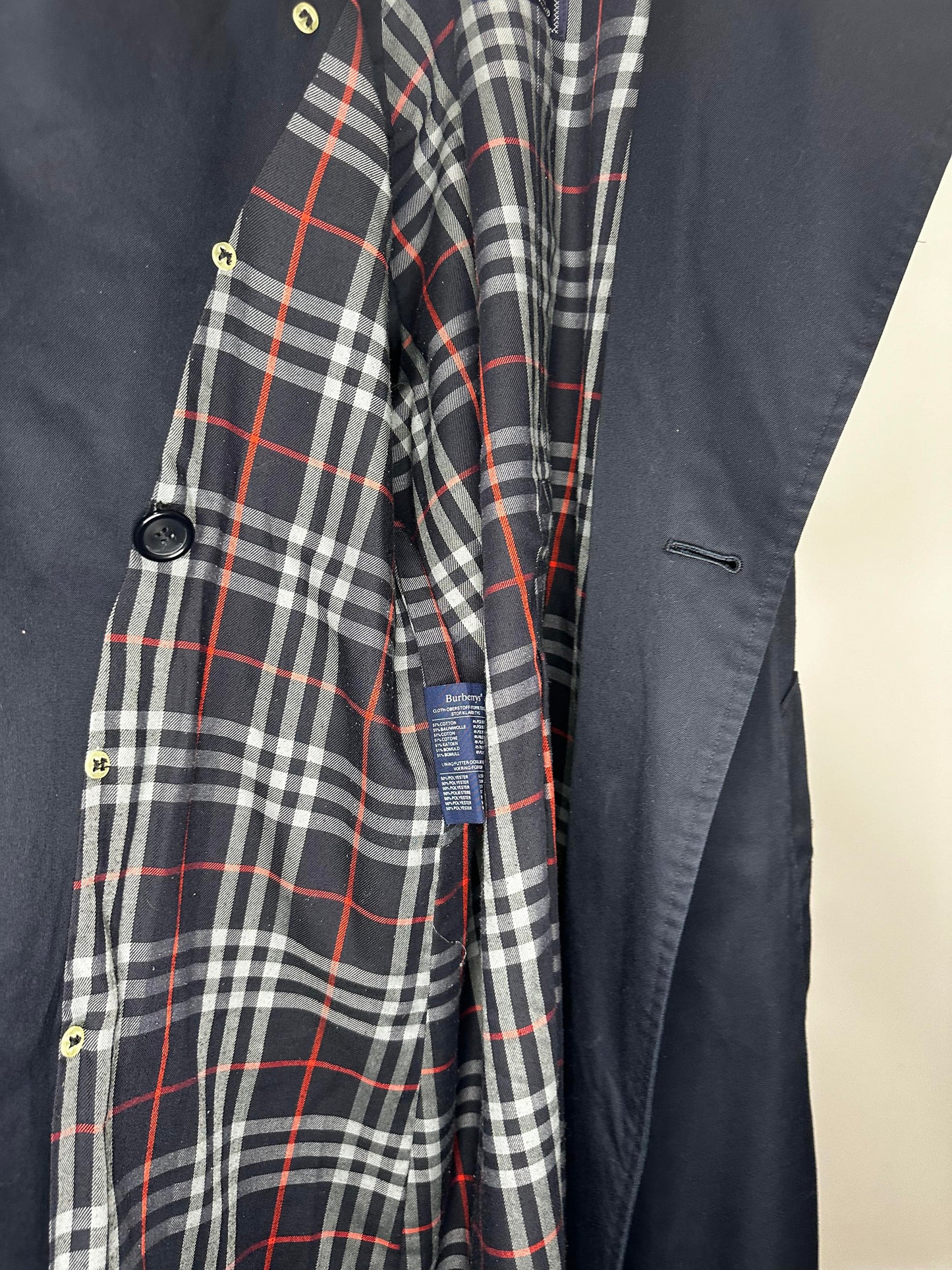 VTG x BURBERRY x 80's Burberry's Checkered Liner Navy Trench Coat x - Women's 6 Petite