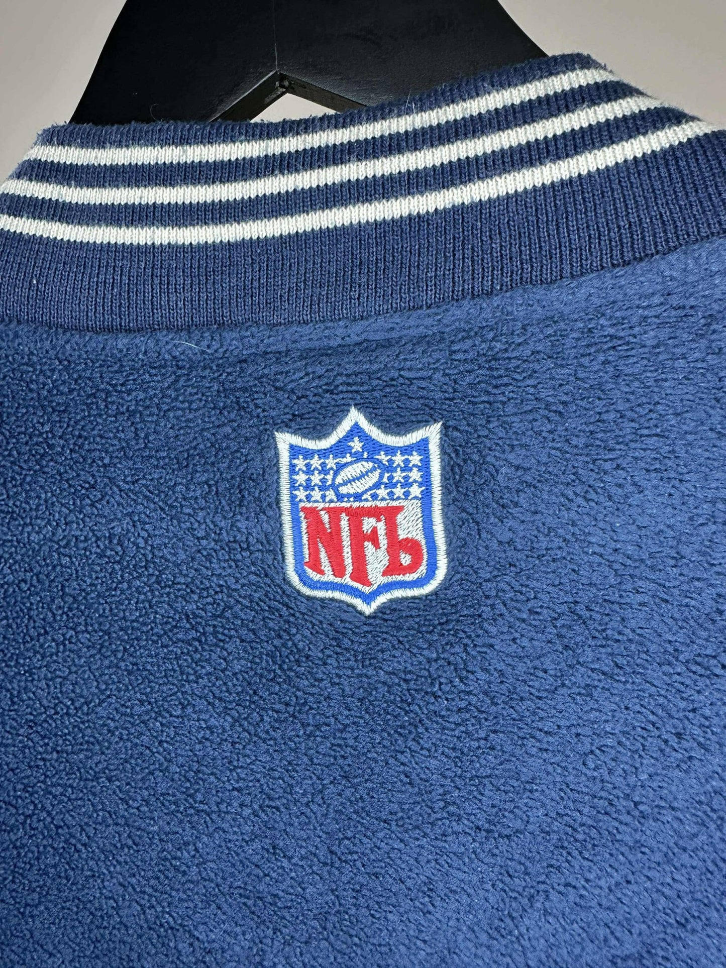 Y2K x NFL x Adidas x New England Patriots x Blue Button Down Fleece Material Light Jacket - XL