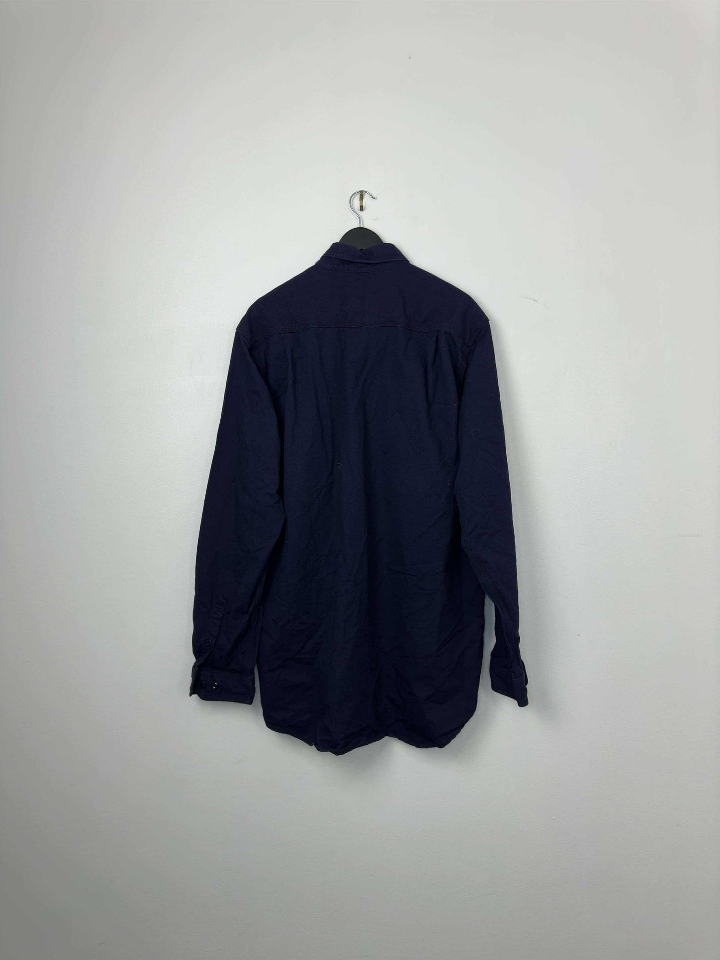 VTG x Carhartt x Navy Blue Long Sleeve Button Up - L (Tall)