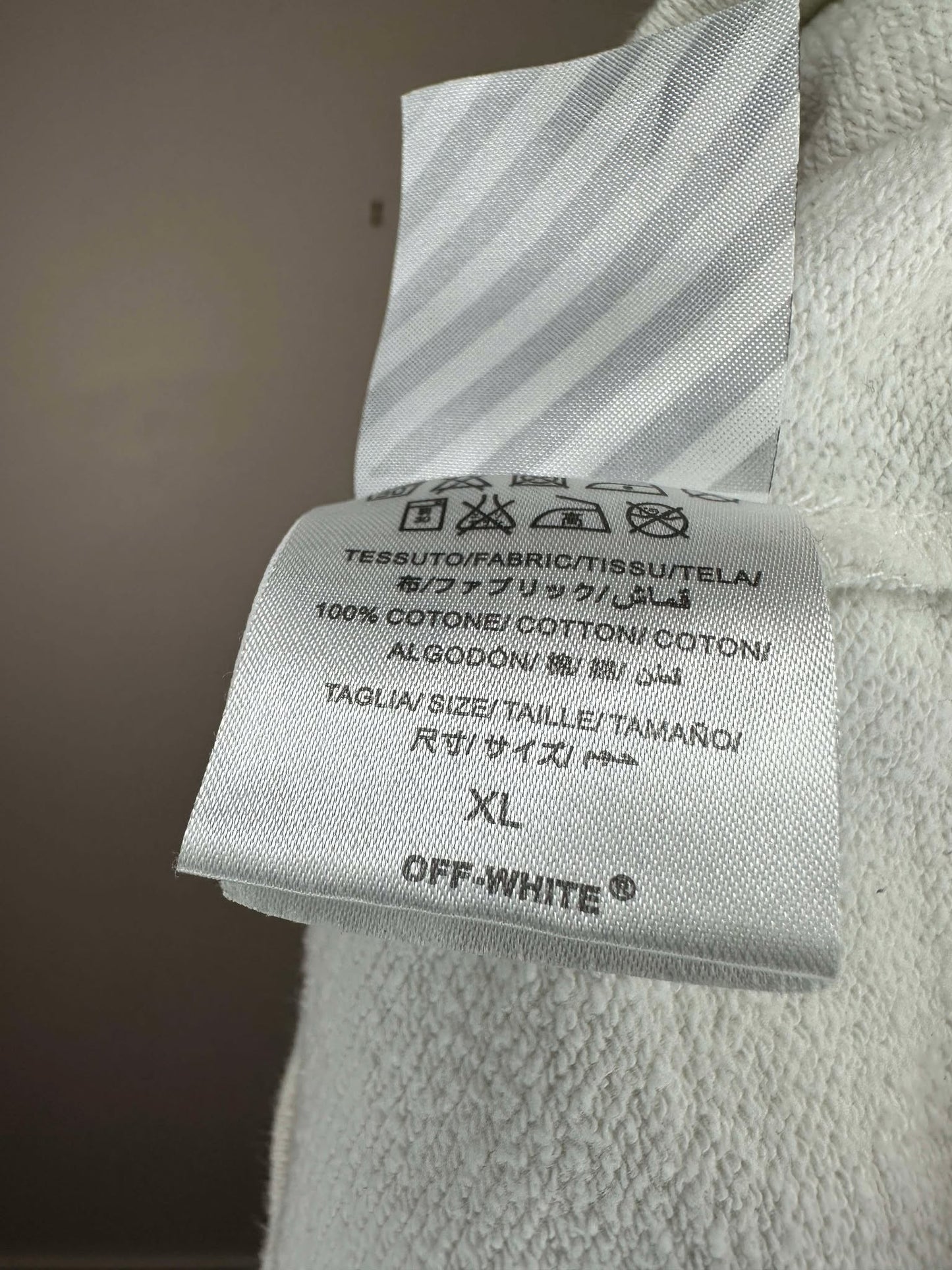 Off White x Arrows x Caravaggio Annunciation x Full Graphic White Pullover Hoodie - XL