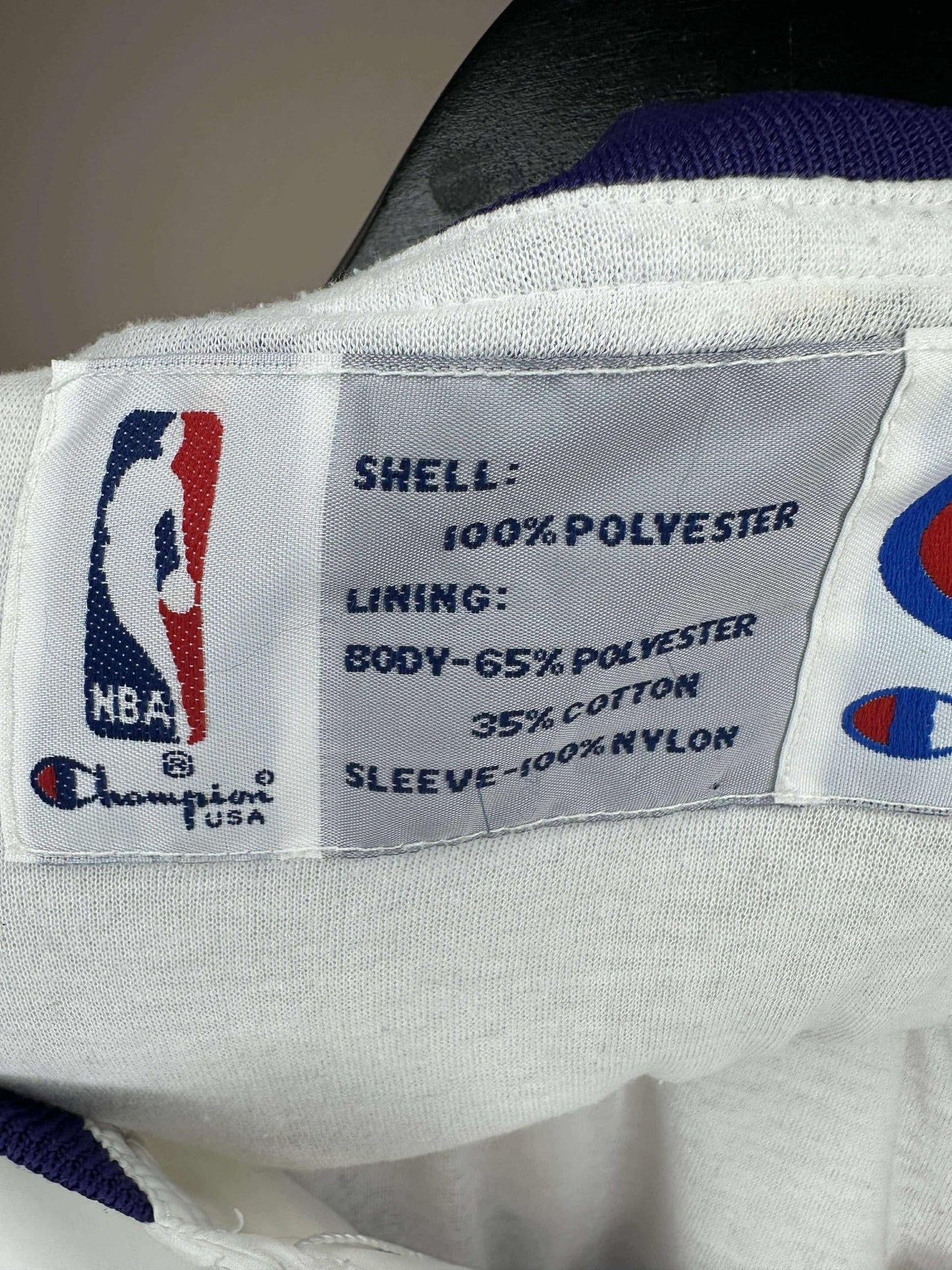 VTG x NBA x Champion x Phoenix Suns x Big Logo Button Up Light Bomber Style Jacket - L
