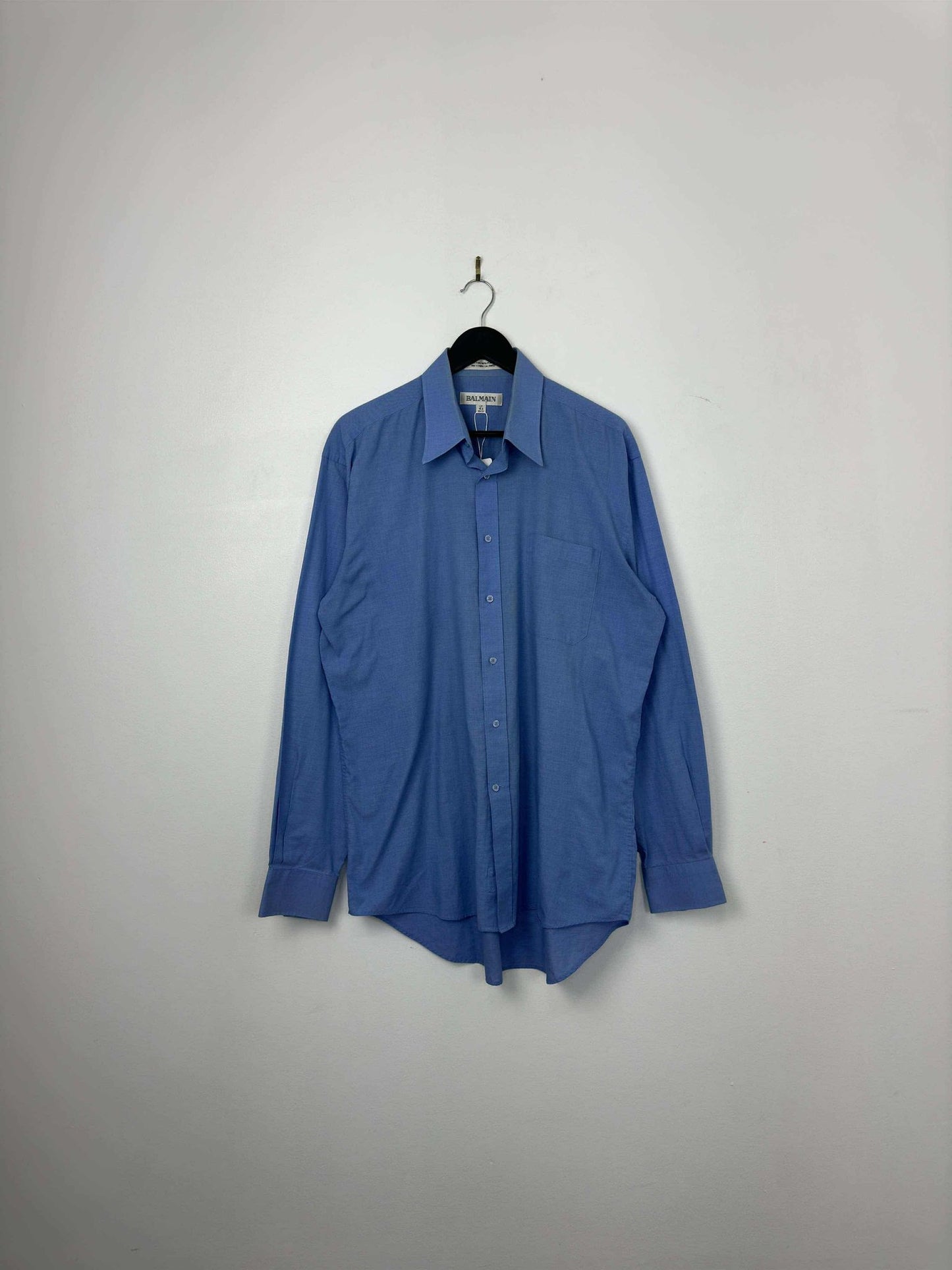 VTG x Balmain x Blue Long Sleeve Button Up - L