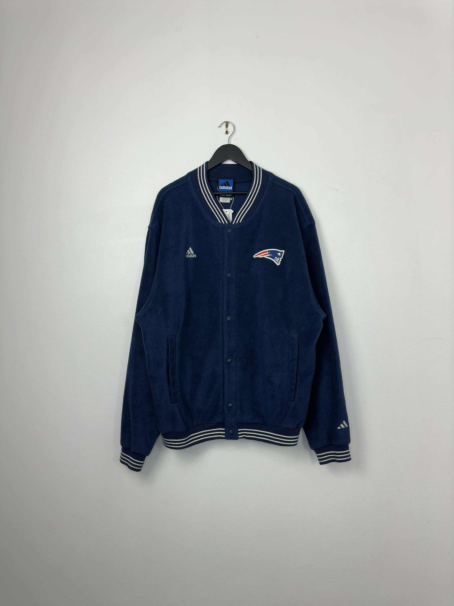 Y2K x NFL x Adidas x New England Patriots x Blue Button Down Fleece Material Light Jacket - XL