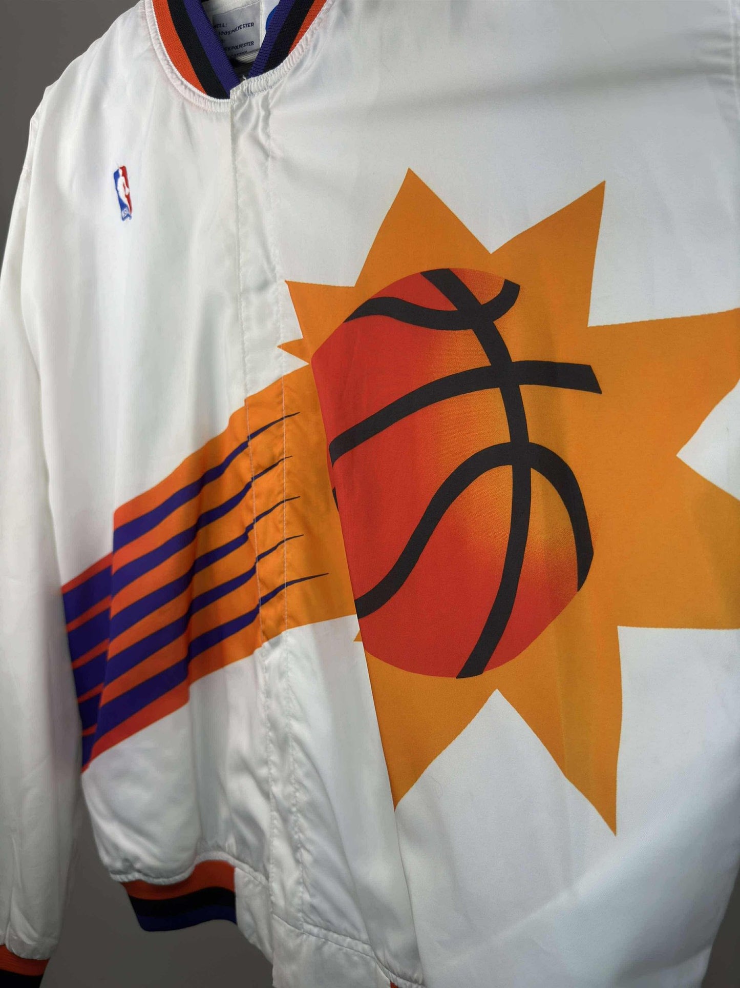 VTG x NBA x Champion x Phoenix Suns x Big Logo Button Up Light Bomber Style Jacket - L