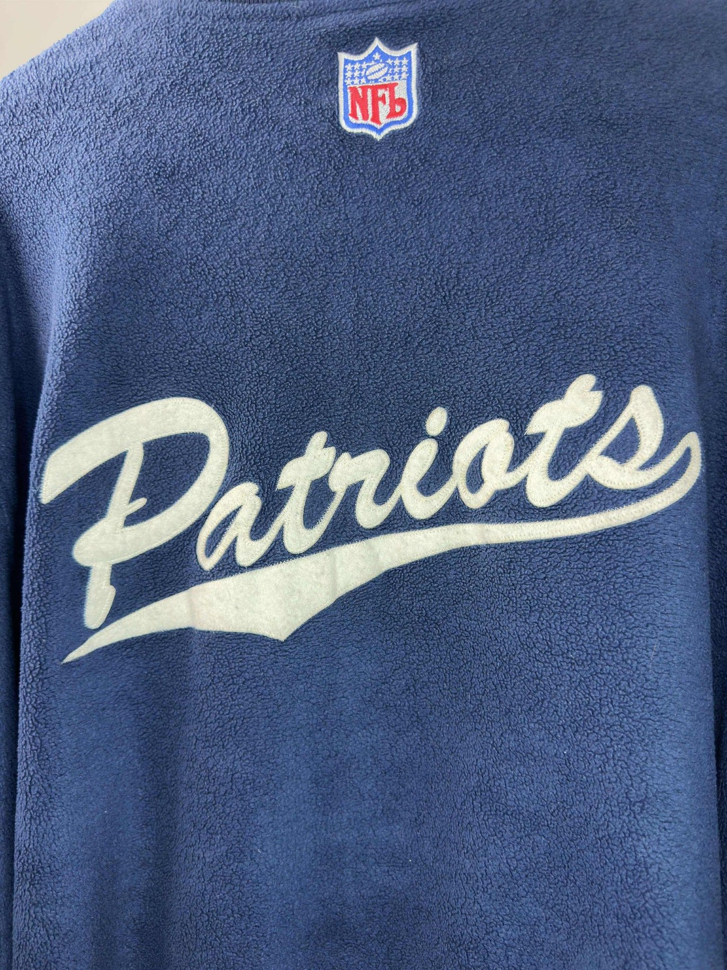 Y2K x NFL x Adidas x New England Patriots x Blue Button Down Fleece Material Light Jacket - XL