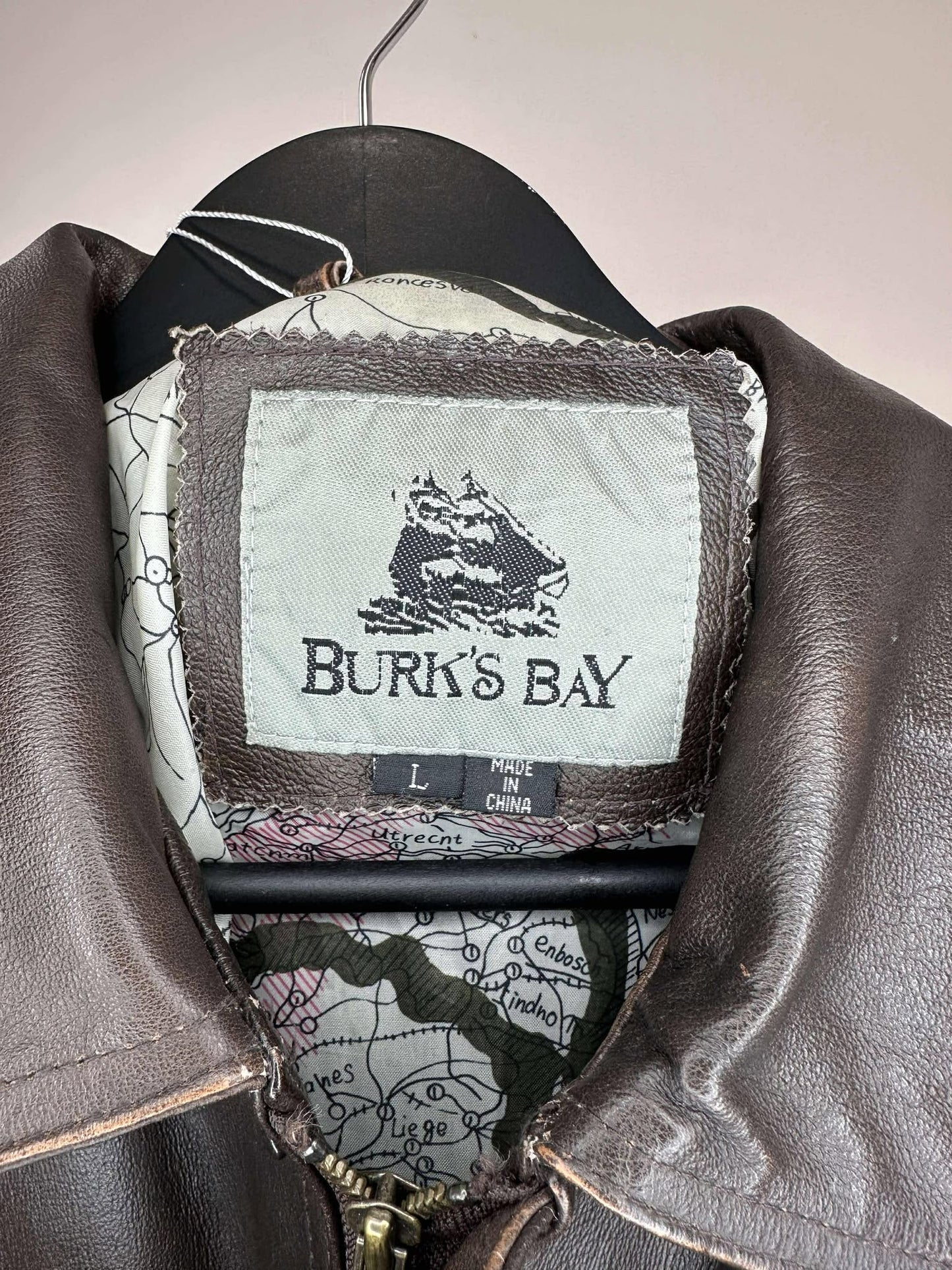VTG x Burk's Bay x Wilbur-Ellis Crop Meeting x Brown Genuine Leather Jacket - L