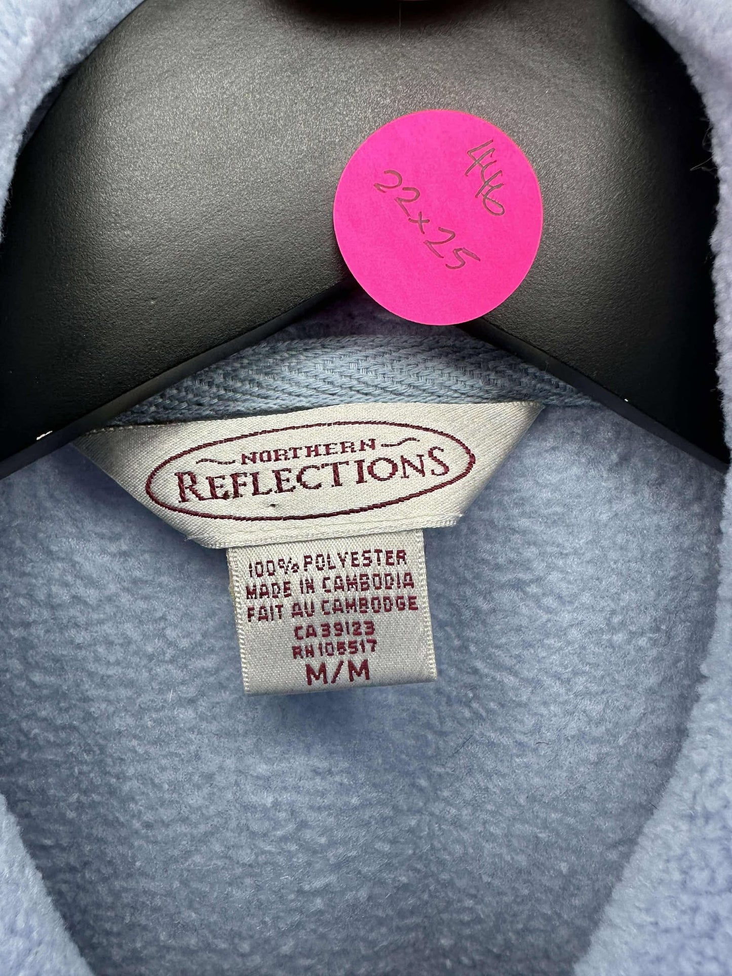Northern Reflections x Snowman Winter Scene Full Zip White Light Blue Fleece Vest - M