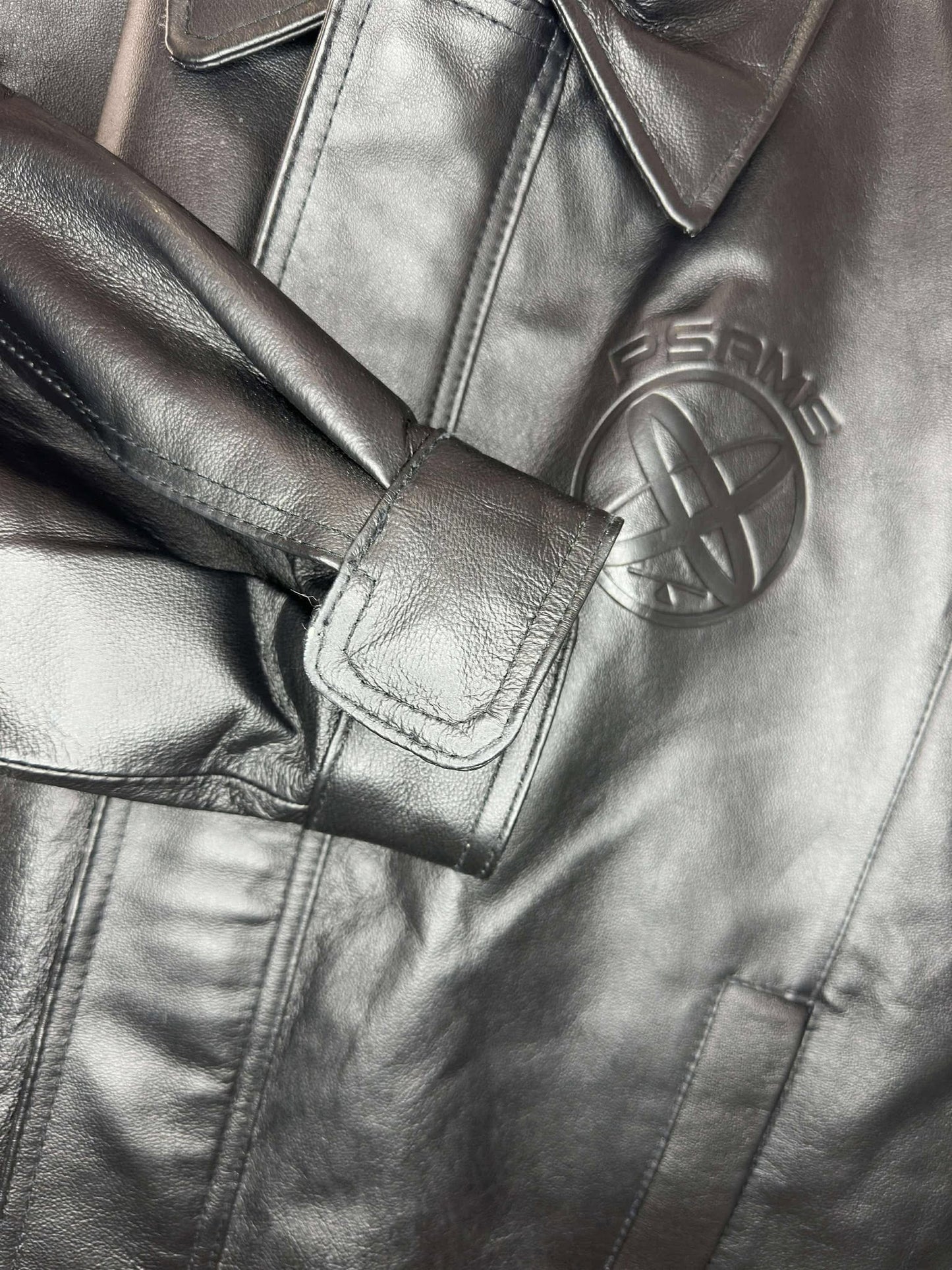 VTG x Canyon Outback x PSAMS Embossed x Black Genuine Pig Leather Jacket - L