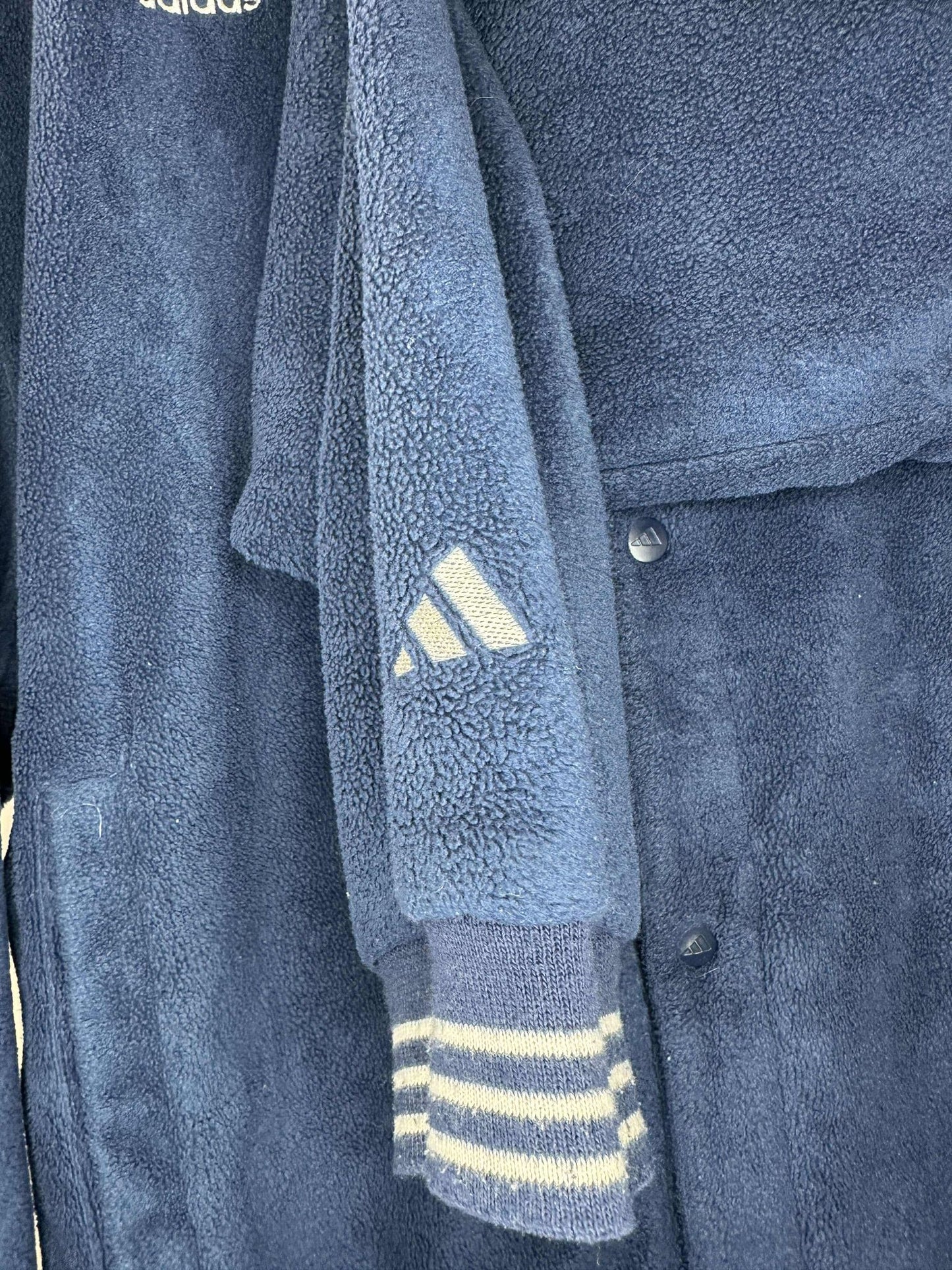 Y2K x NFL x Adidas x New England Patriots x Blue Button Down Fleece Material Light Jacket - XL