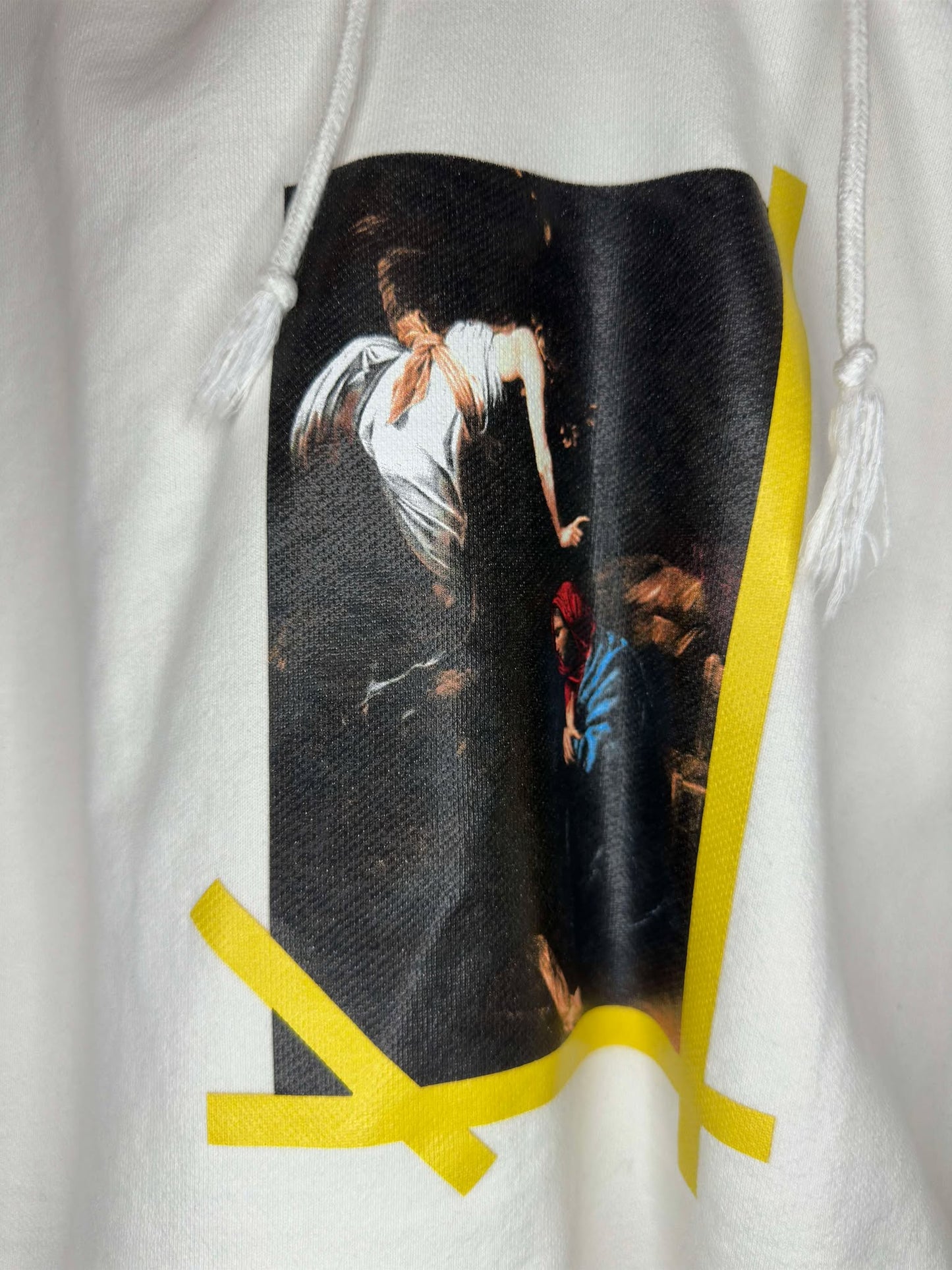 Off White x Arrows x Caravaggio Annunciation x Full Graphic White Pullover Hoodie - XL