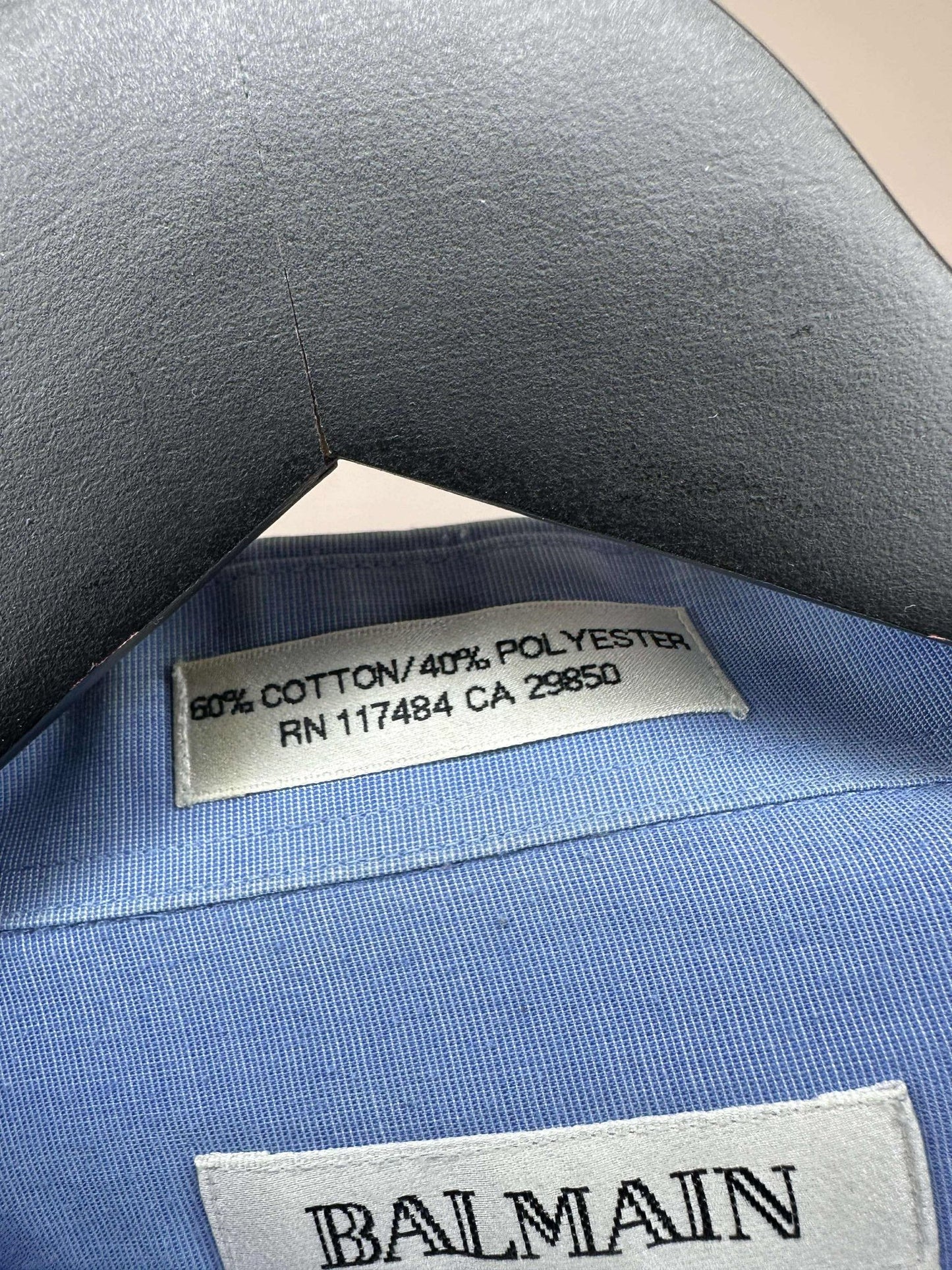 VTG x Balmain x Blue Long Sleeve Button Up - L