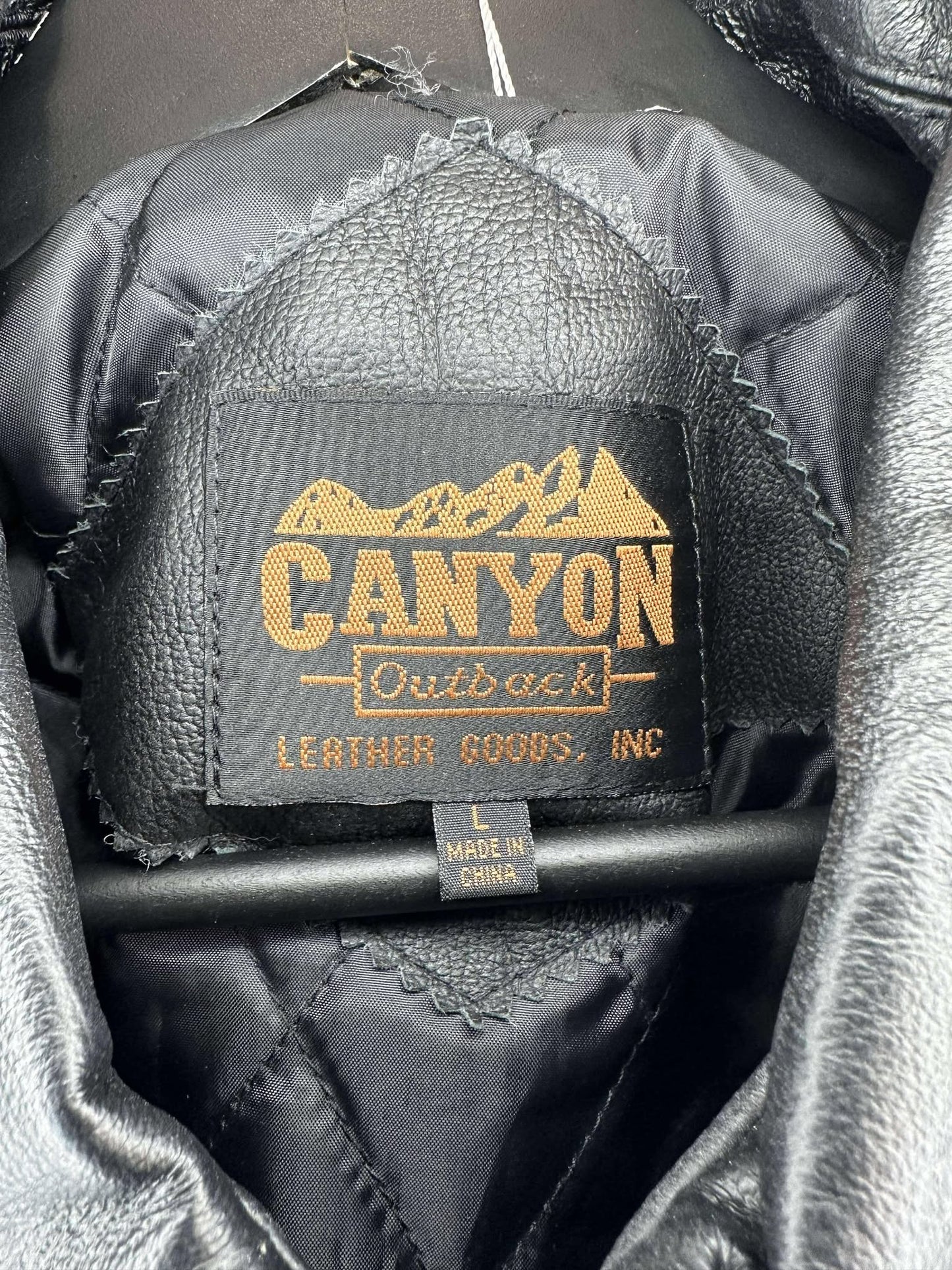 VTG x Canyon Outback x PSAMS Embossed x Black Genuine Pig Leather Jacket - L