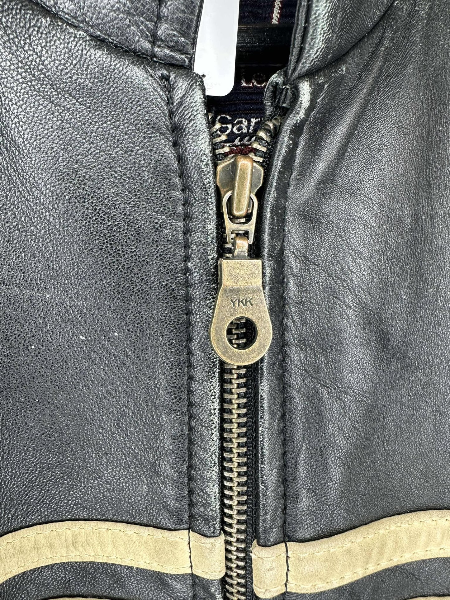 VTG x Real Leather Garments x Biker Style x Black Genuine Leather Jacket - L