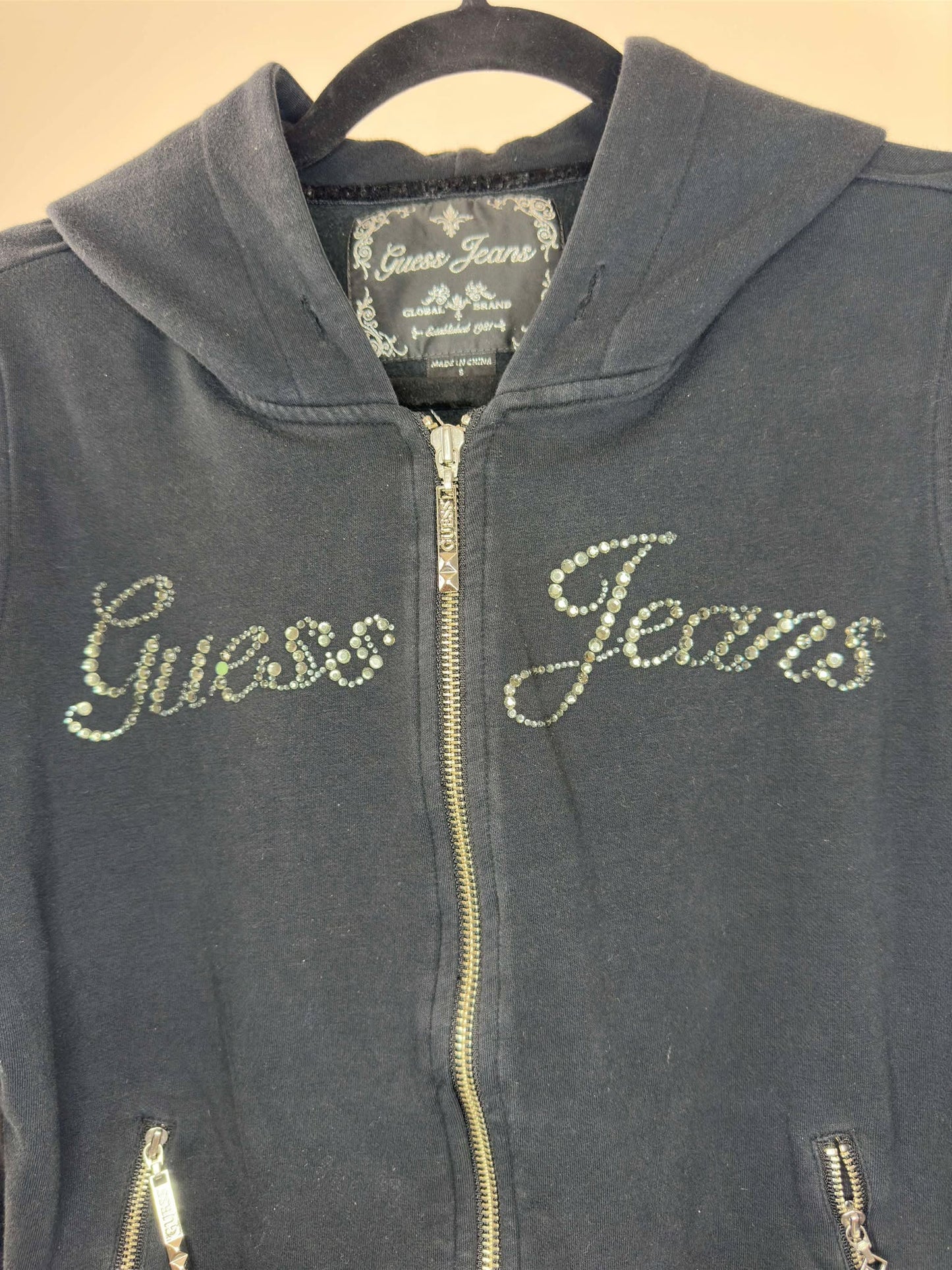 Y2K x Guess Jeans x Black Full Zip Hoodie - Women's S