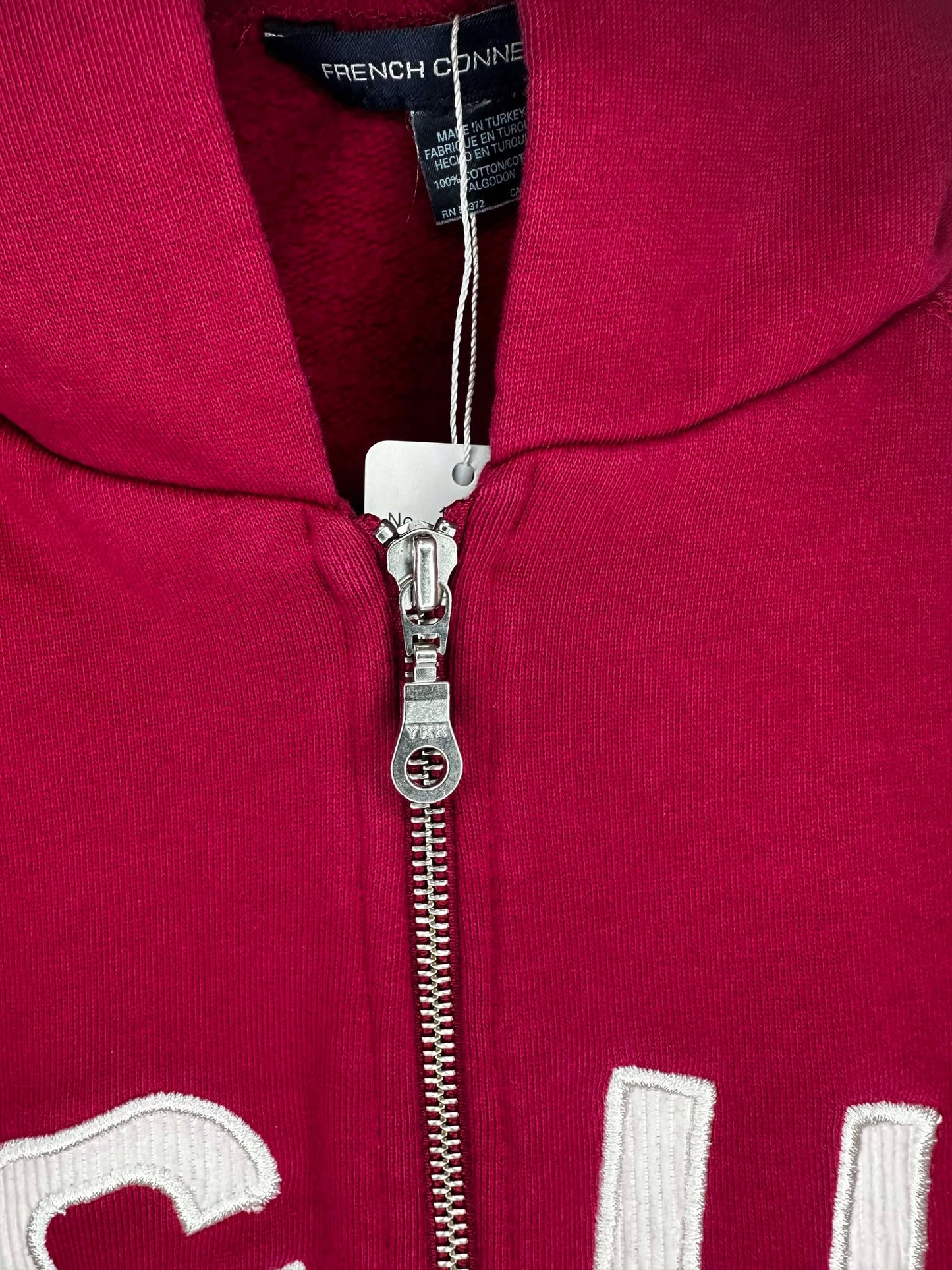 Y2K x French Connection x FCUK x Maroon Full Zip Hoodie - Cut Tag (Men's M / Women's L)
