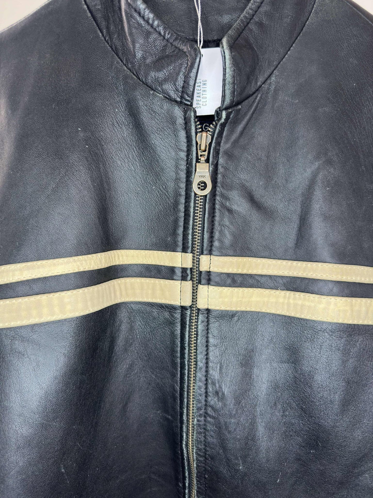 VTG x Real Leather Garments x Biker Style x Black Genuine Leather Jacket - L