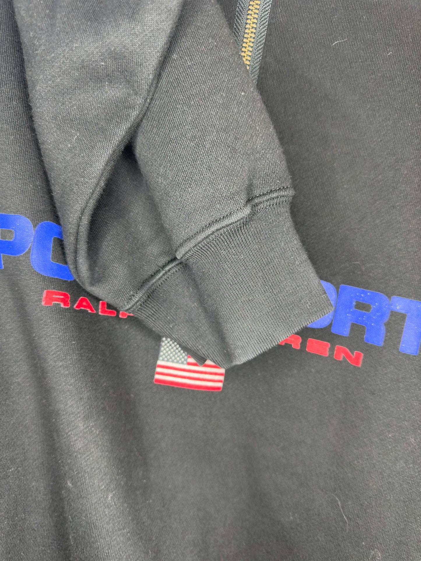 VTG x Polo Sport x Ralph Lauren x Black Quarterzip Collared Pullover - XL
