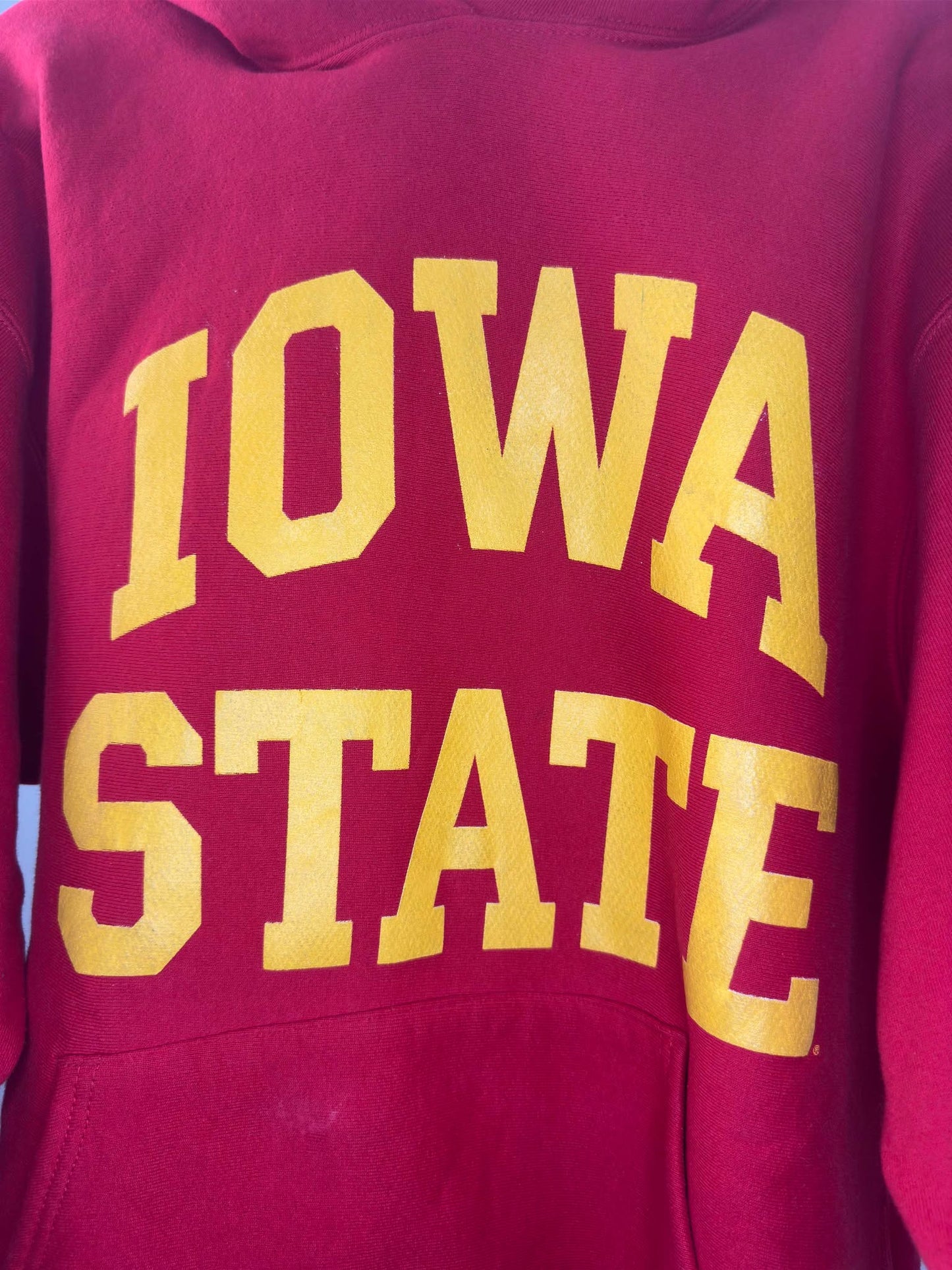VTG x IOWA State x Collegiate Red Heavy Pullover Hoodie - L
