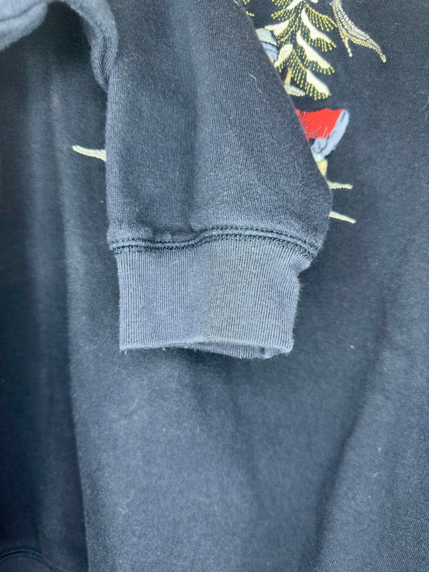 VTG x Building a Snowman Scene x Navy Collared Pullover - Cut Tag (S/M)