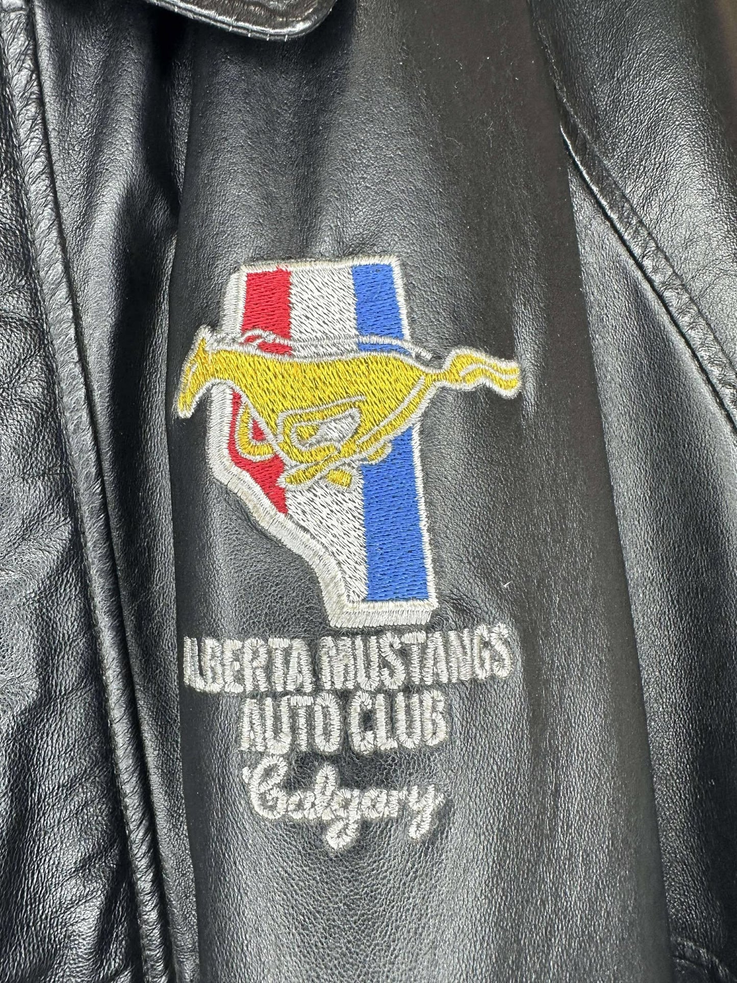 VTG x Amanati x Alberta Mustang Auto Club x Black Genuine Leather Jacket - XL