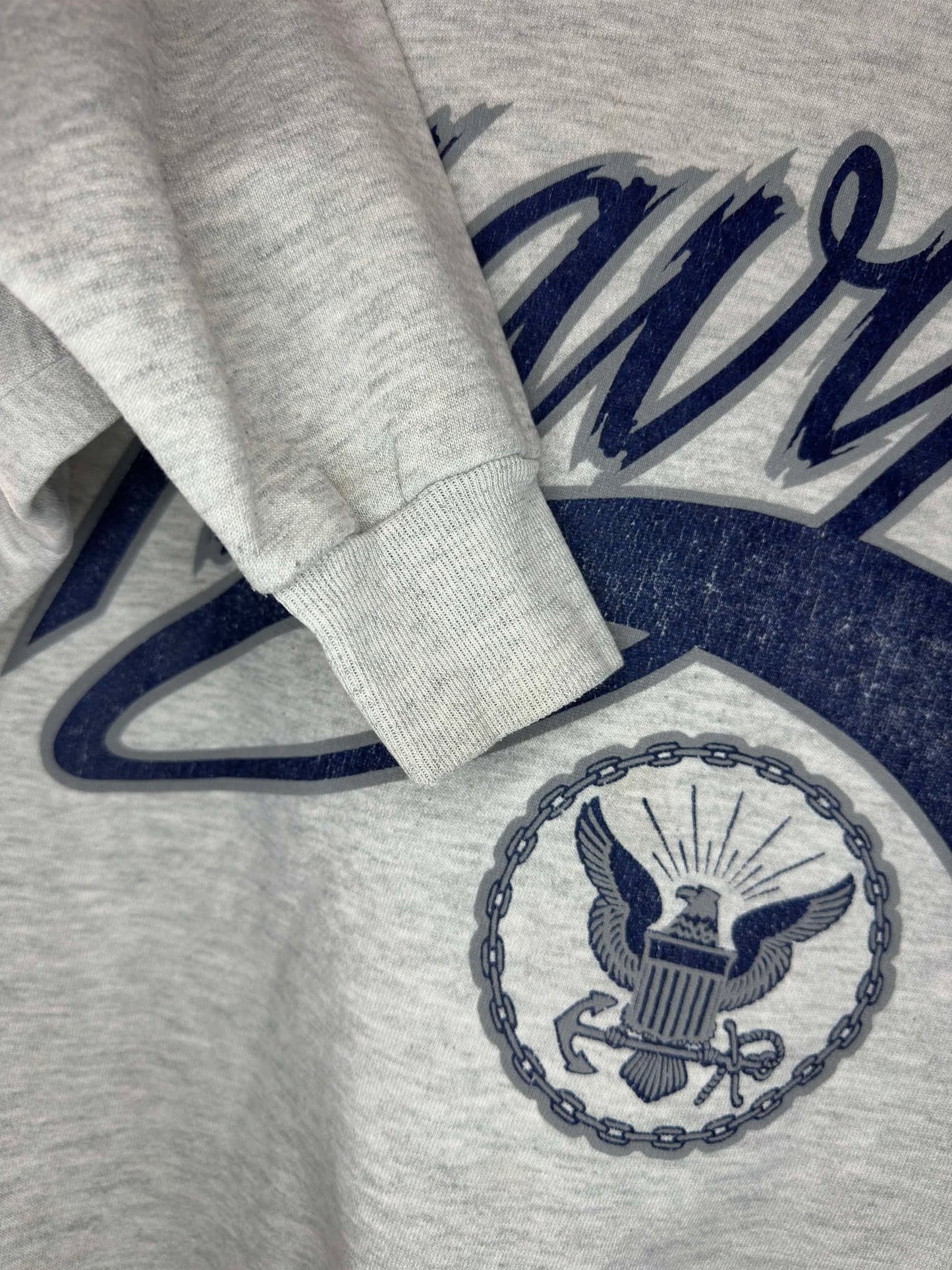 VTG x LEE x United States NAVY x Grey Pullover Crewneck - L
