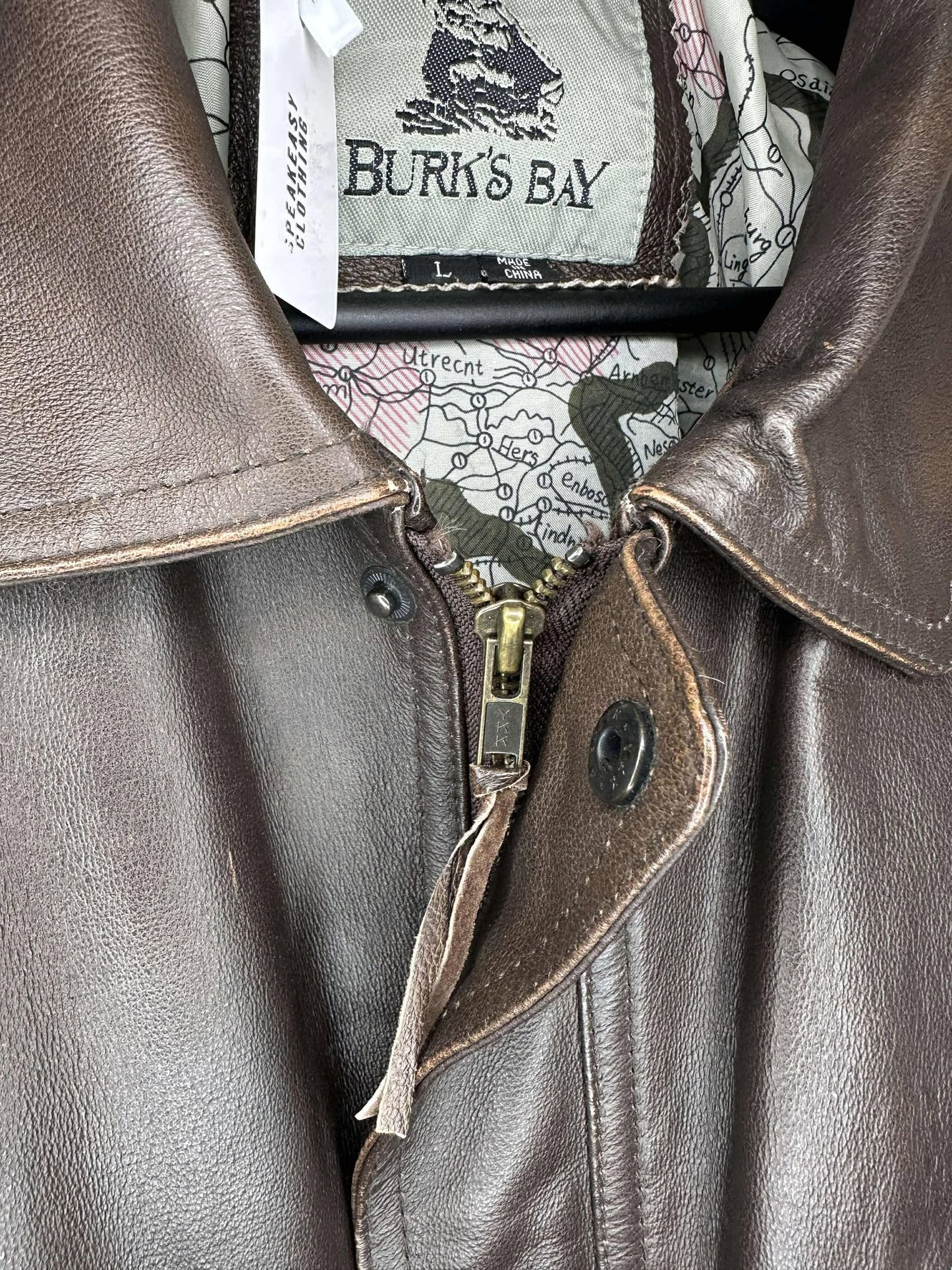 VTG x Burk's Bay x Wilbur-Ellis Crop Meeting x Brown Genuine Leather Jacket - L