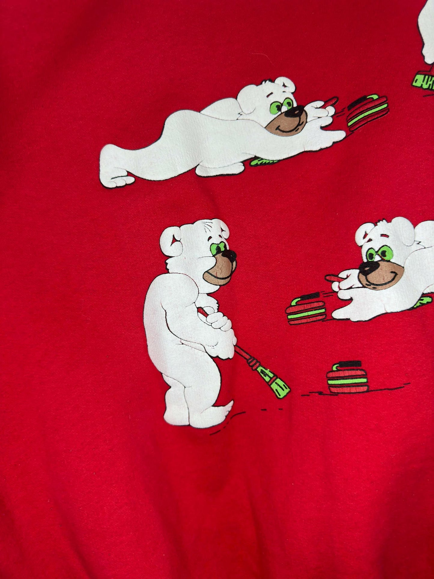 VTG x All Canada x Curling Bears x Red Pullover Crewneck - XL