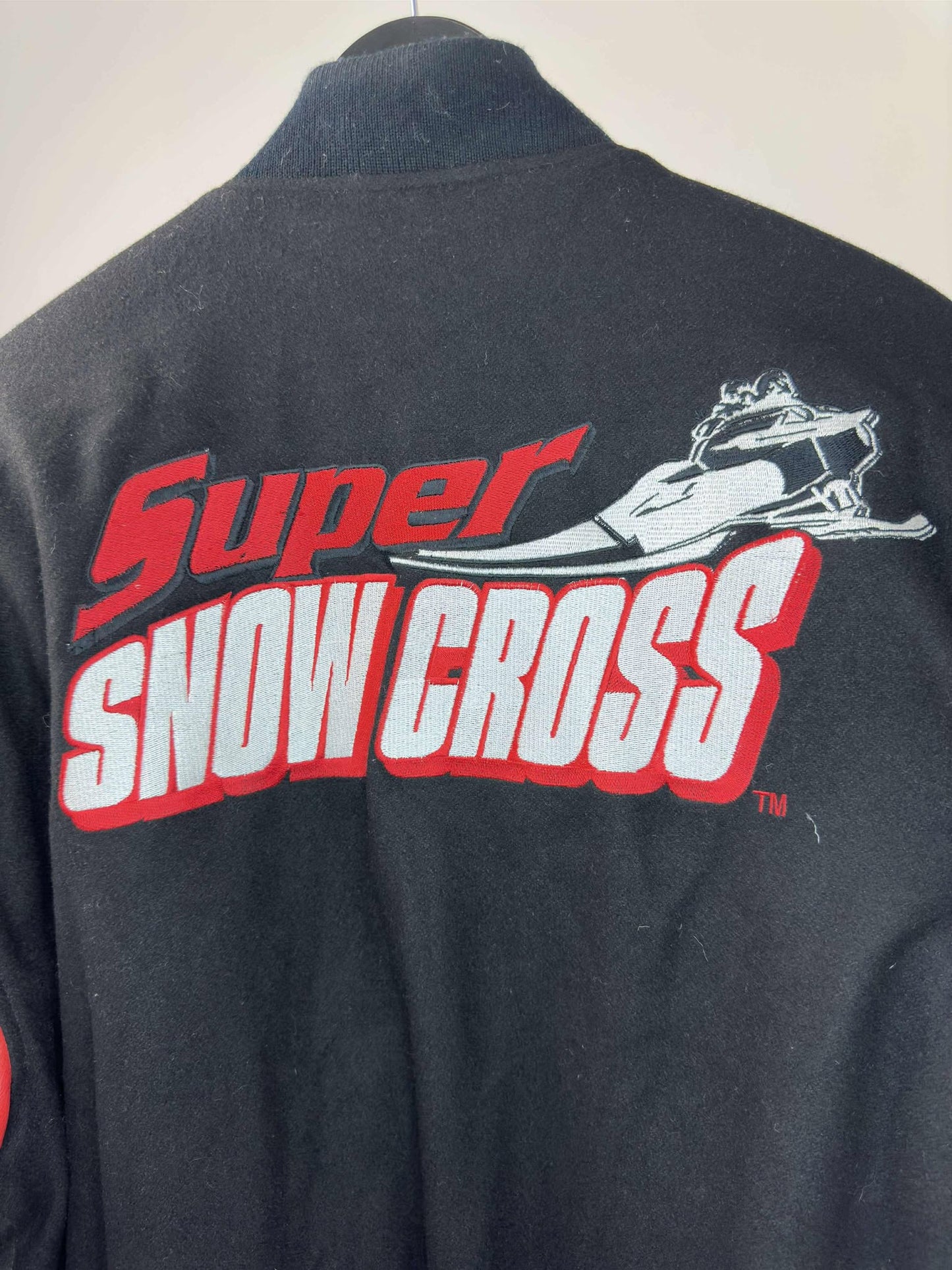 Coldwave x Super Snow Cross x Black Red Varsity Style Zip Up Insulated Jacket -XL