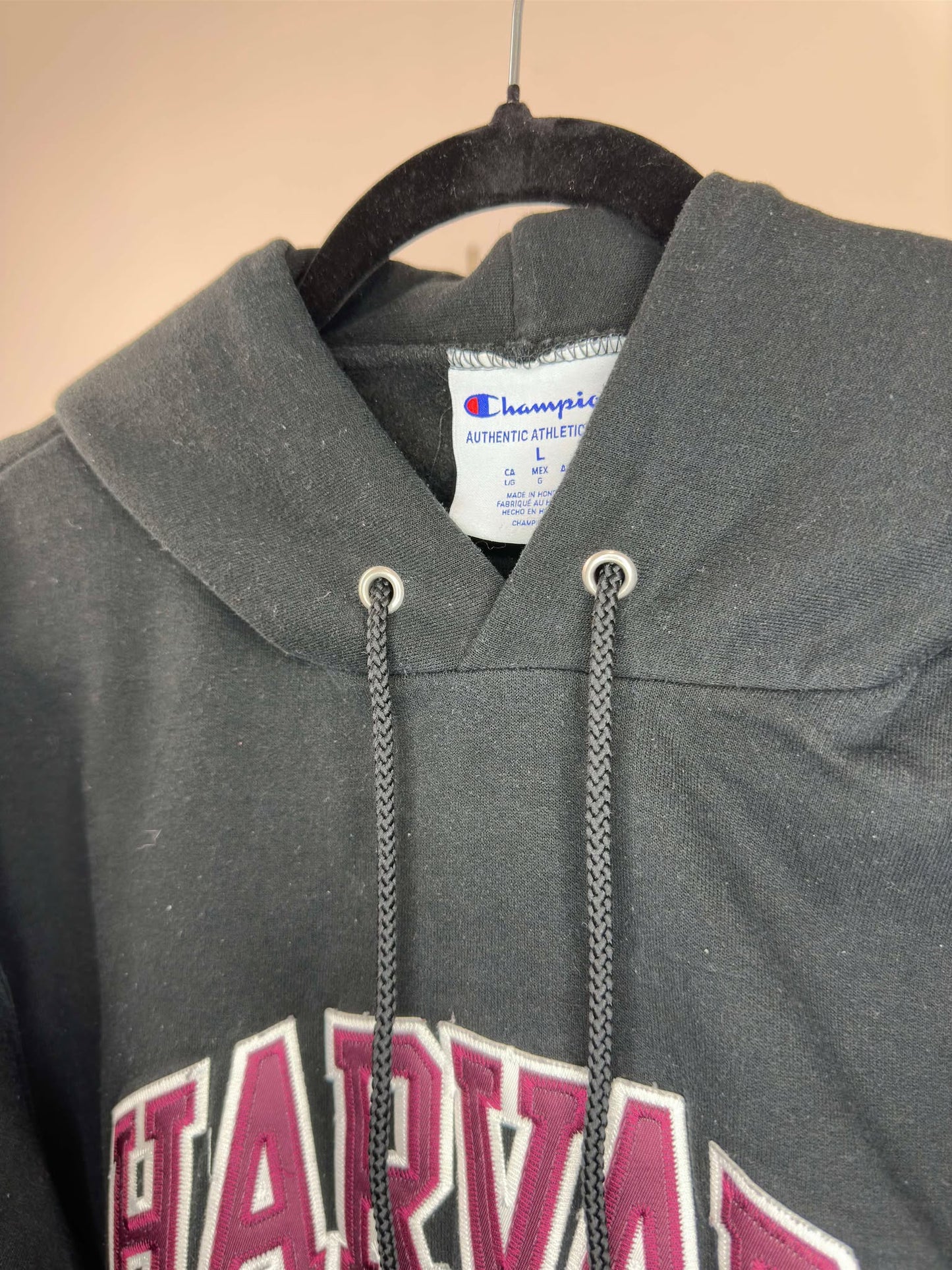 Champion x Harvard University x Black Collegiate Pullover Hoodie - L