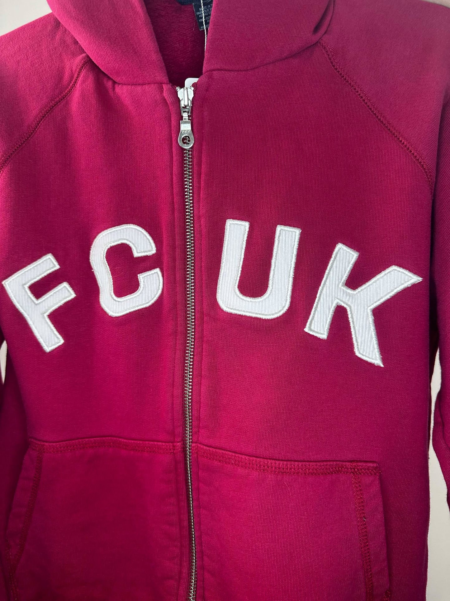 Y2K x French Connection x FCUK x Maroon Full Zip Hoodie - Cut Tag (Men's M / Women's L)