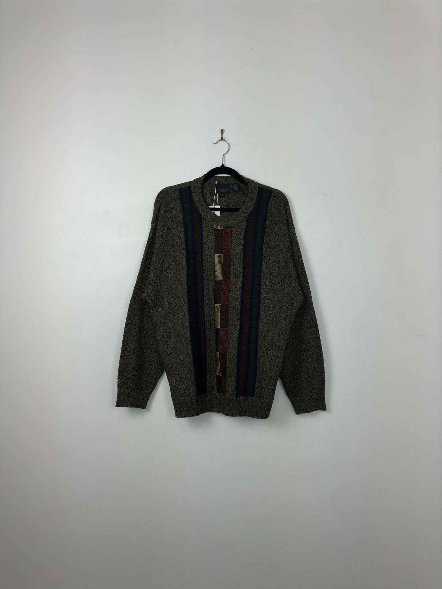 VTG x Leo Chevalier Design x Front 3D Knit Pattern Pullover Sweater - XL