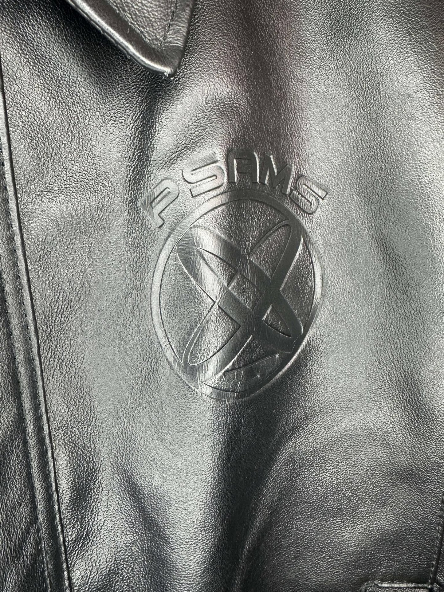 VTG x Canyon Outback x PSAMS Embossed x Black Genuine Pig Leather Jacket - L