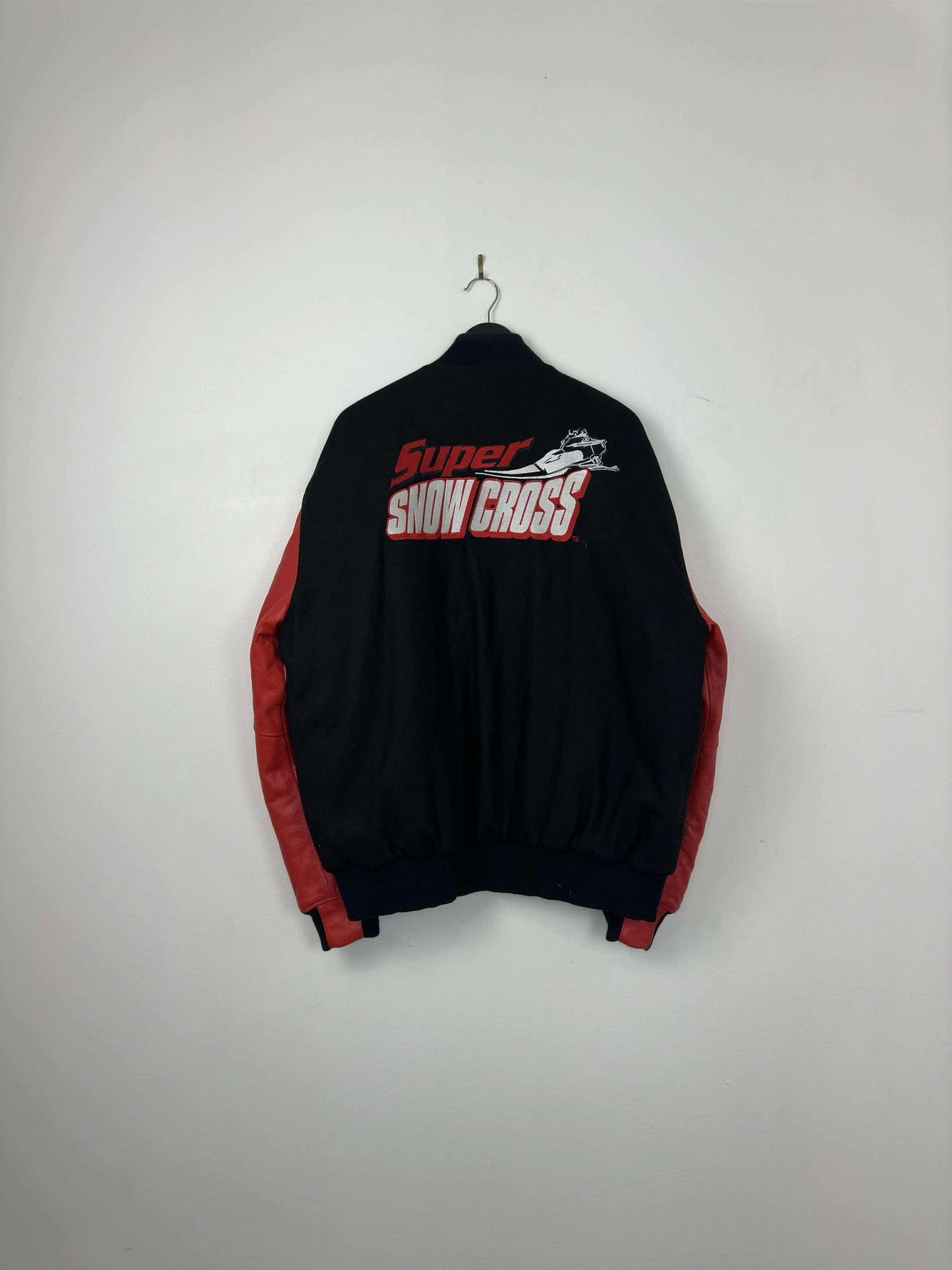 Coldwave x Super Snow Cross x Black Red Varsity Style Zip Up Insulated Jacket -XL