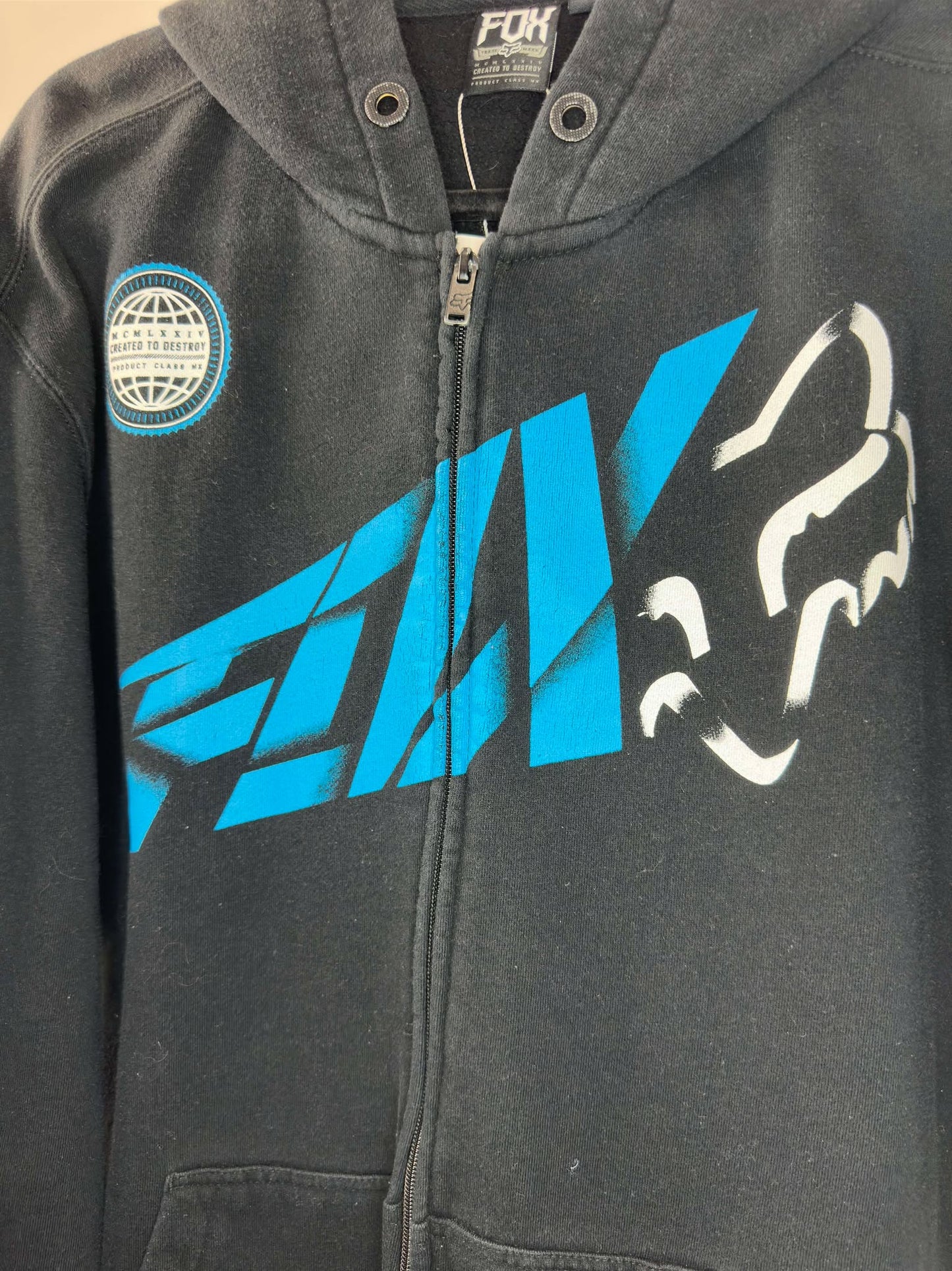 Y2K x FOX x Created to Destroy x Black Essential Full Zip Hoodie - L