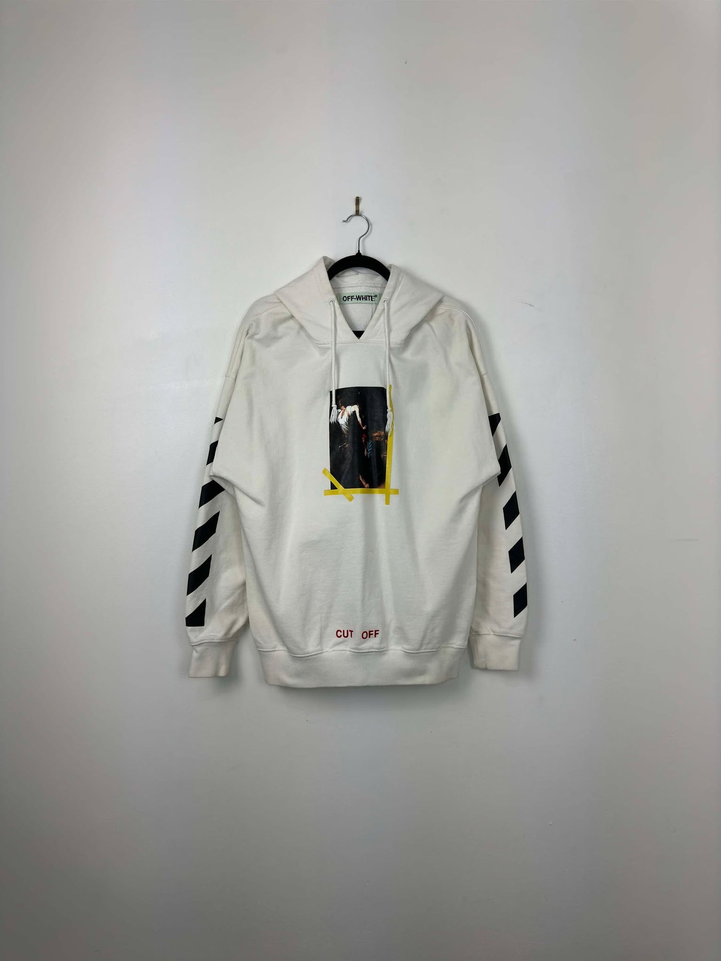 Off White x Arrows x Caravaggio Annunciation x Full Graphic White Pullover Hoodie - XL