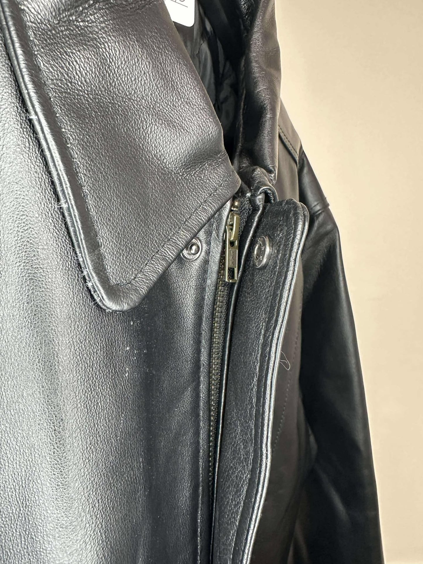 VTG x Canyon Outback x PSAMS Embossed x Black Genuine Pig Leather Jacket - L