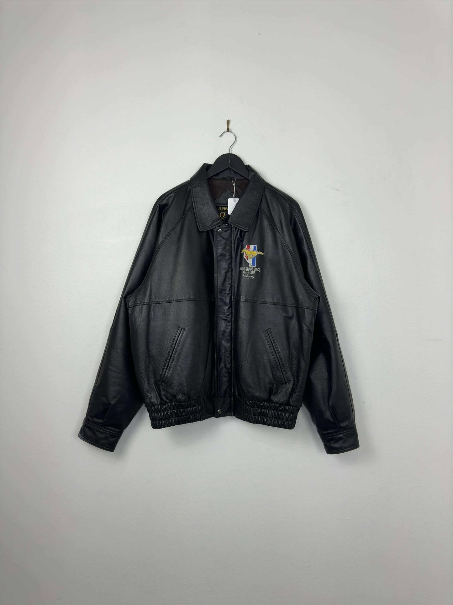 VTG x Amanati x Alberta Mustang Auto Club x Black Genuine Leather Jacket - XL