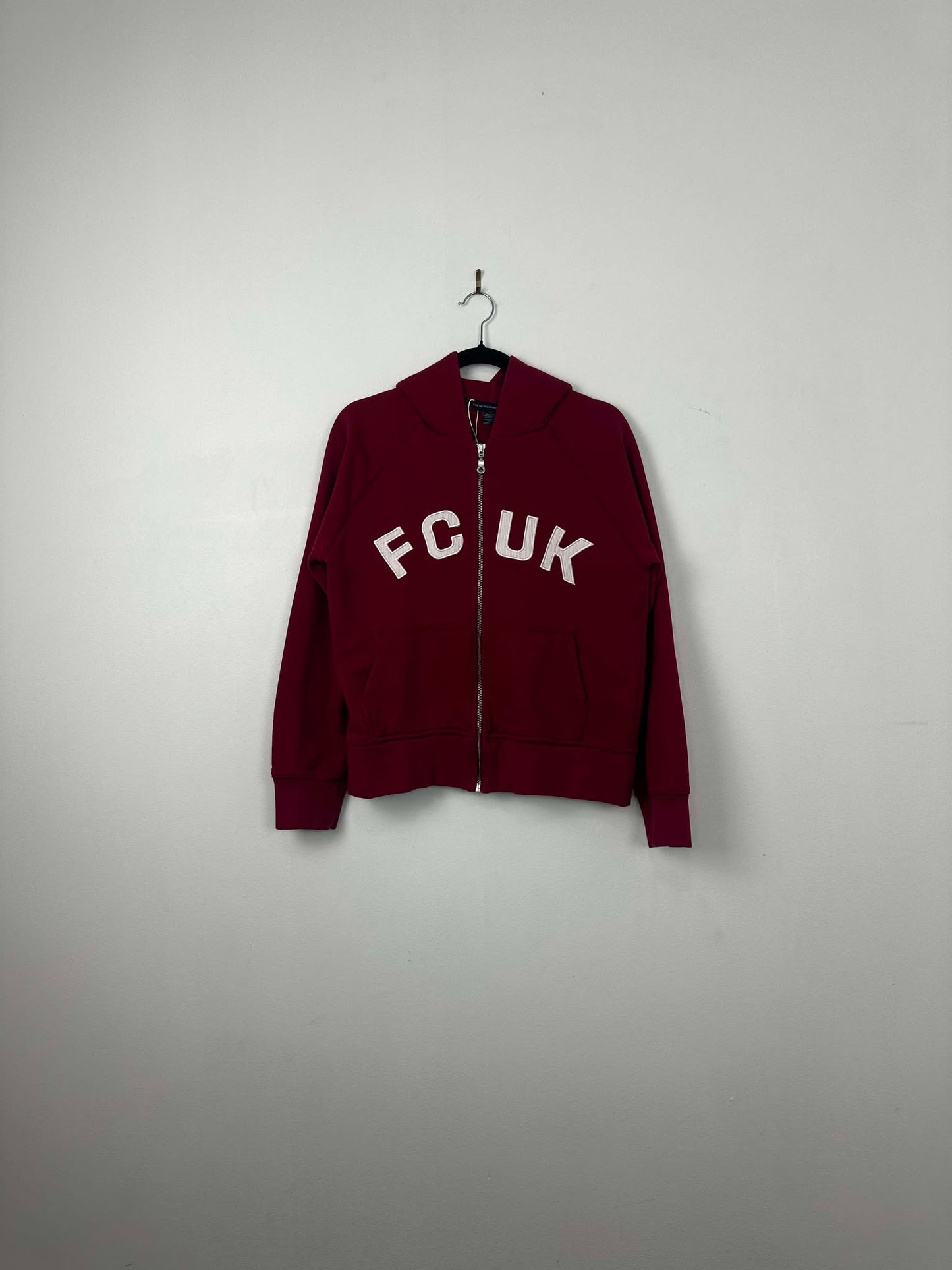 Y2K x French Connection x FCUK x Maroon Full Zip Hoodie - Cut Tag (Men's M / Women's L)
