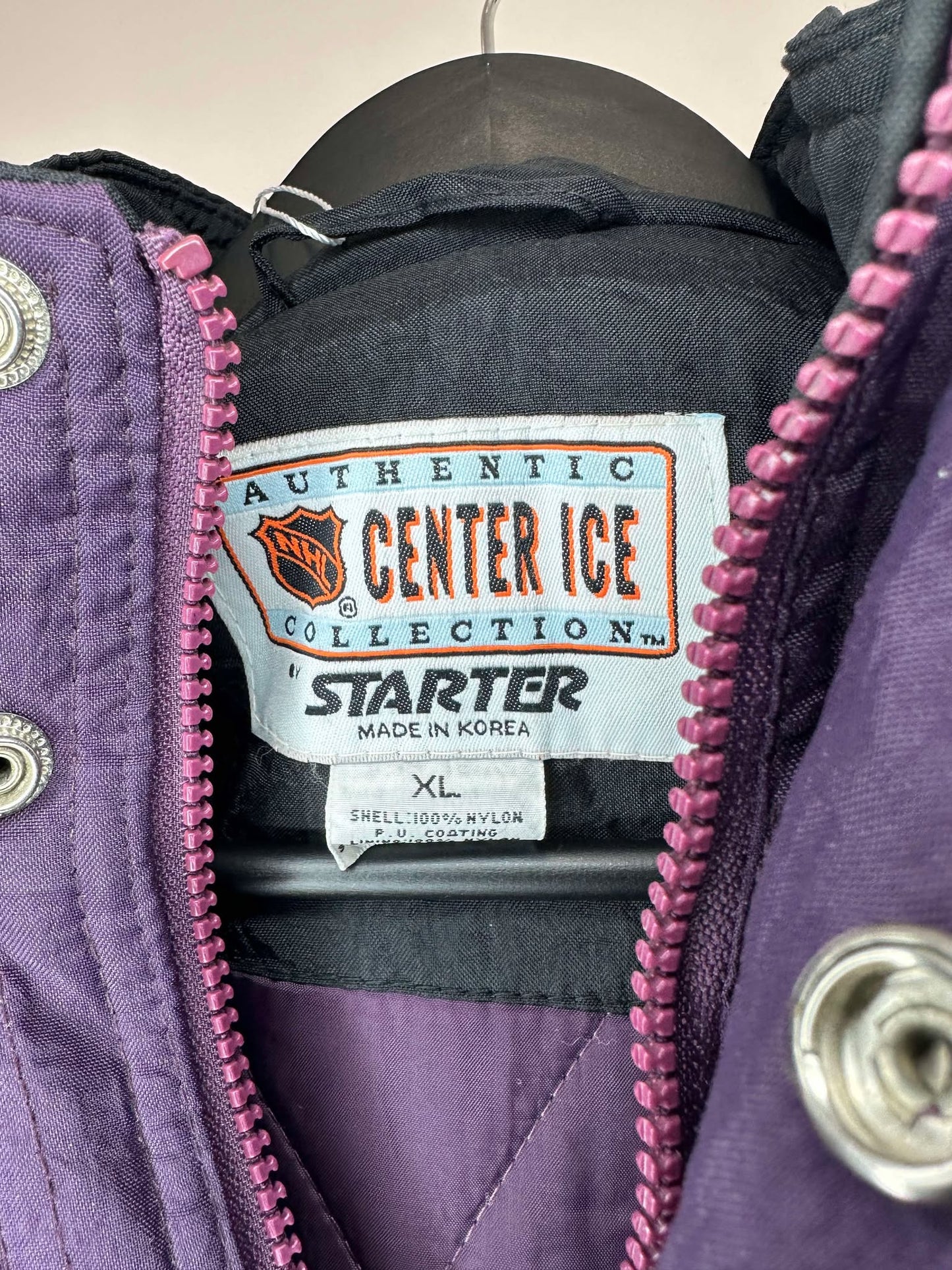 VTG x NHL x Starter x Anaheim Mighty Ducks x Black Quarter Zip Heavy Insulated Jacket - XL (See Measurements)