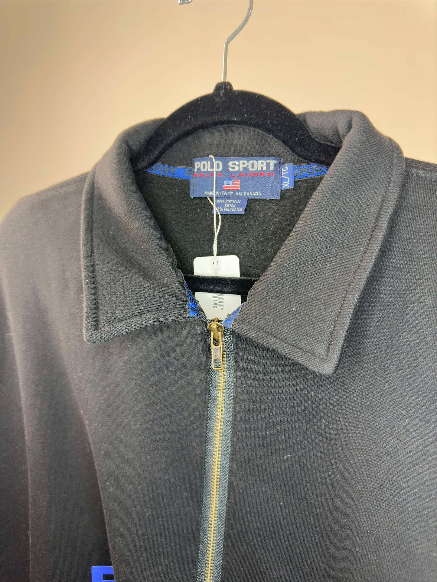 VTG x Polo Sport x Ralph Lauren x Black Quarterzip Collared Pullover - XL
