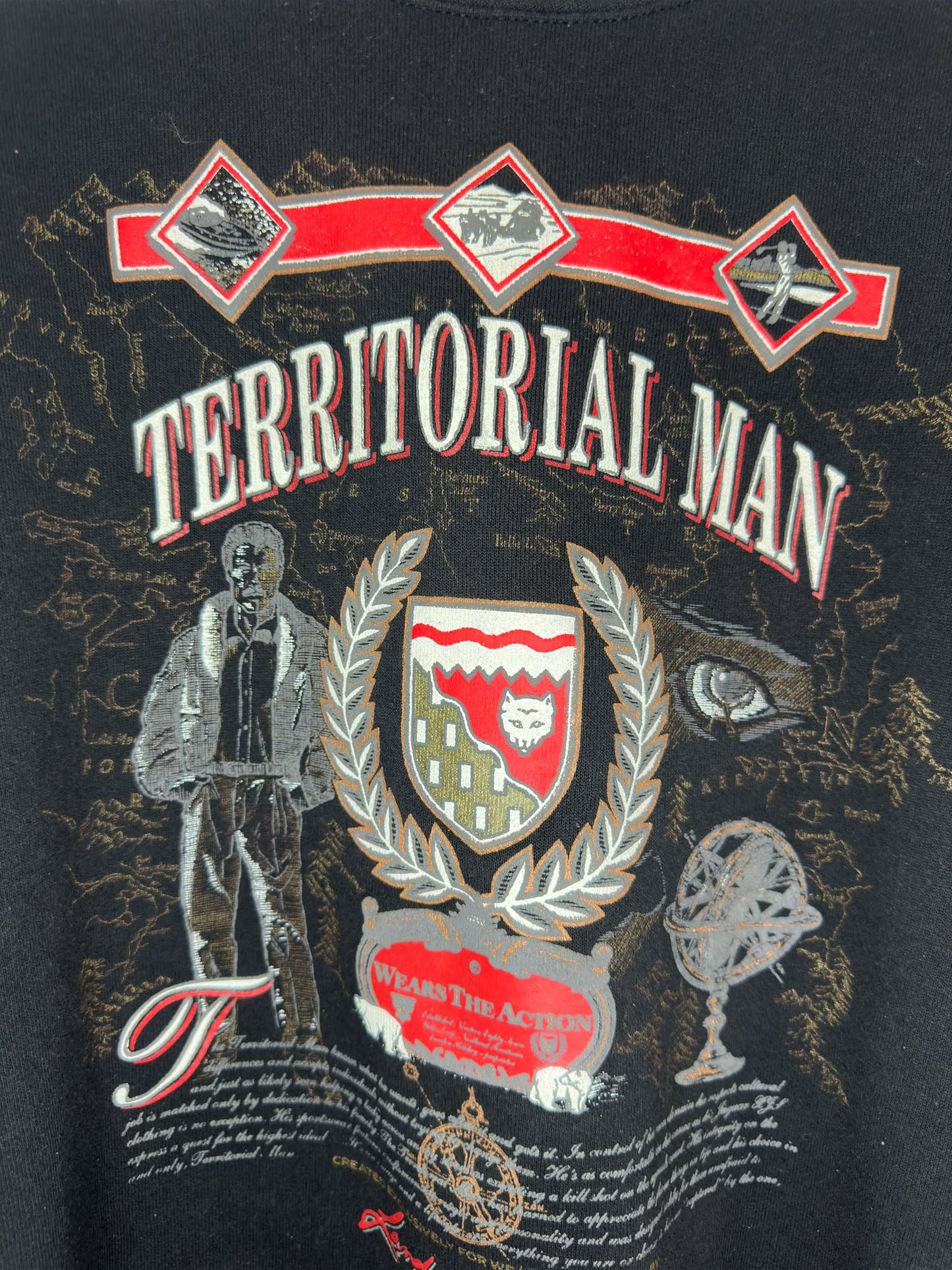VTG x Hanes Heavyweight x Territorial Man x Black Pullover Crewneck -XL