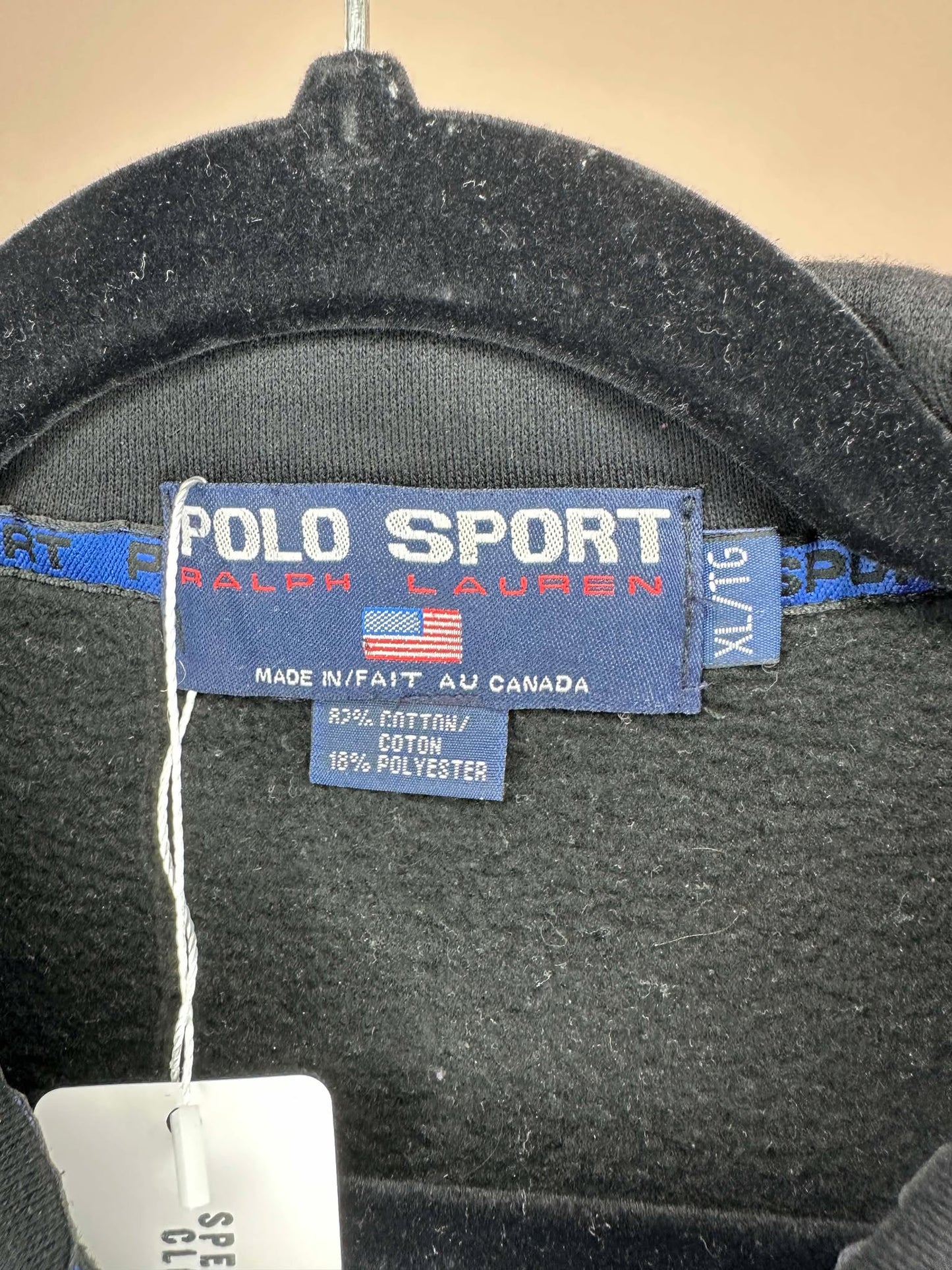 VTG x Polo Sport x Ralph Lauren x Black Quarterzip Collared Pullover - XL