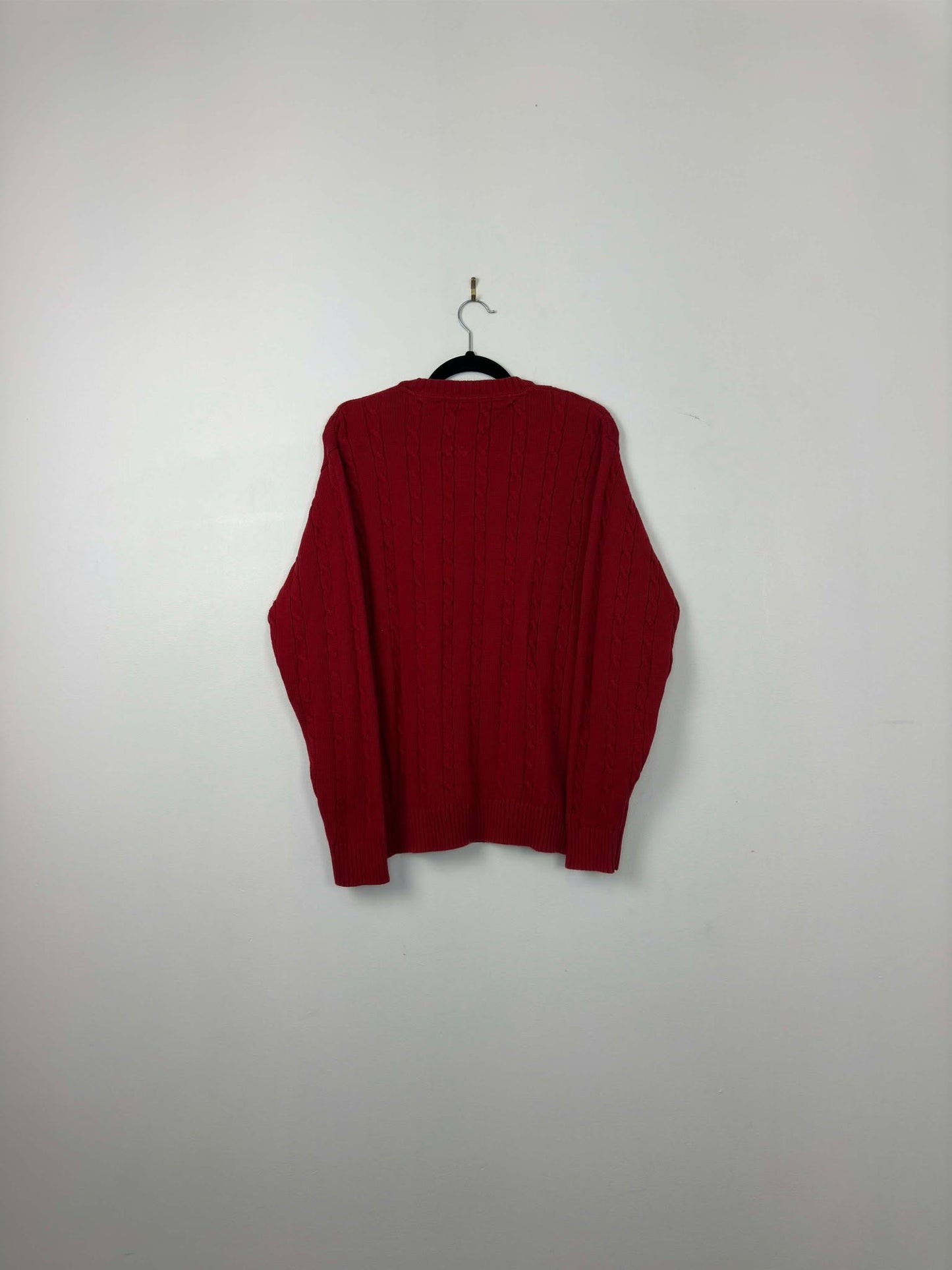 Y2K x Tommy Hilfiger x Red Pullover 3D Knit Sweater - S