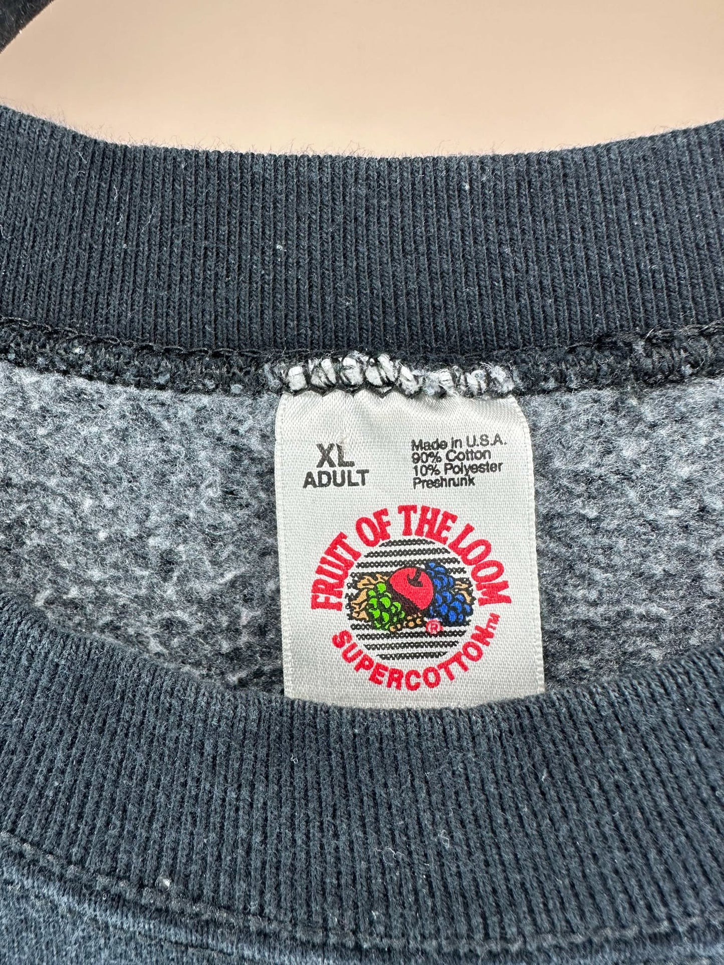 VTG x Fruit of the Loom x Score Study x Music Notes Graphic x Black Pullover Crewneck - XL