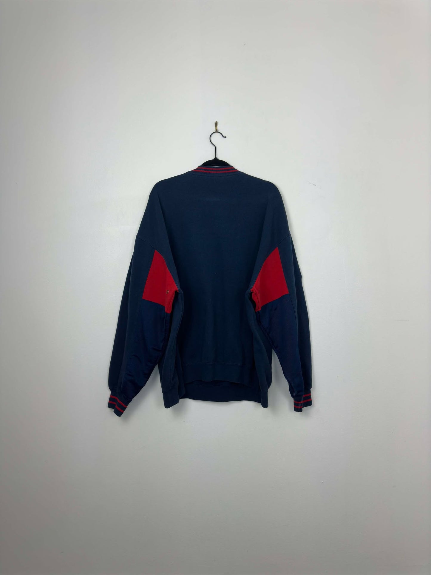 VTG x MLB x LEE x Cleveland Indians "Guardians" x Navy Red V-Neck Pullover Crewneck - XXL