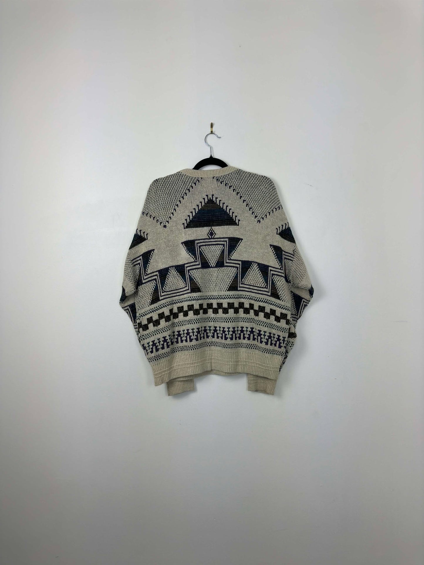 VTG x Jantzen x Beige Aztec Pattern Pullover Knit Sweater - L